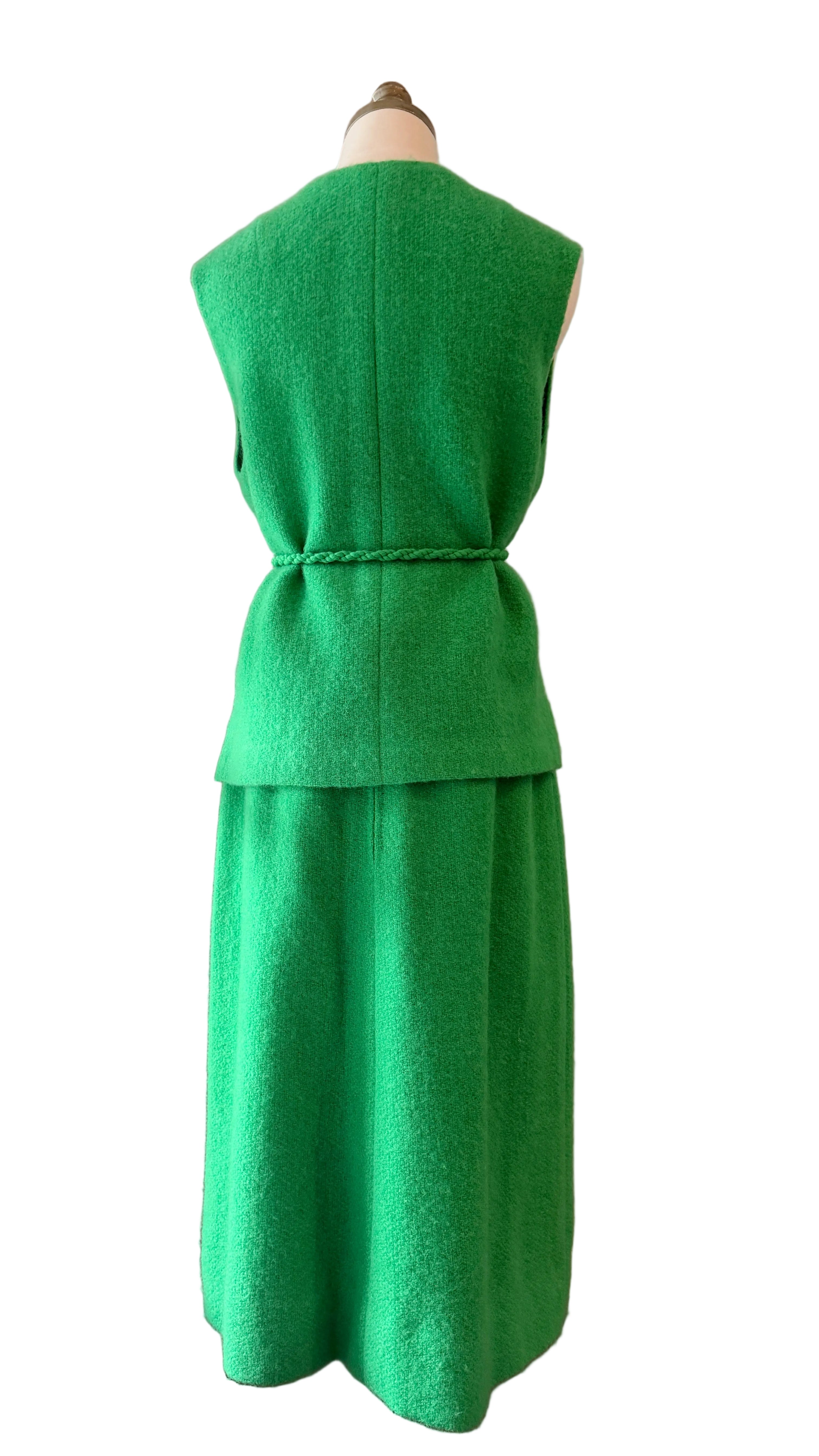 Countess Ebba von Eckermann Green Wool Hand-Knit Skirt & Vest Set