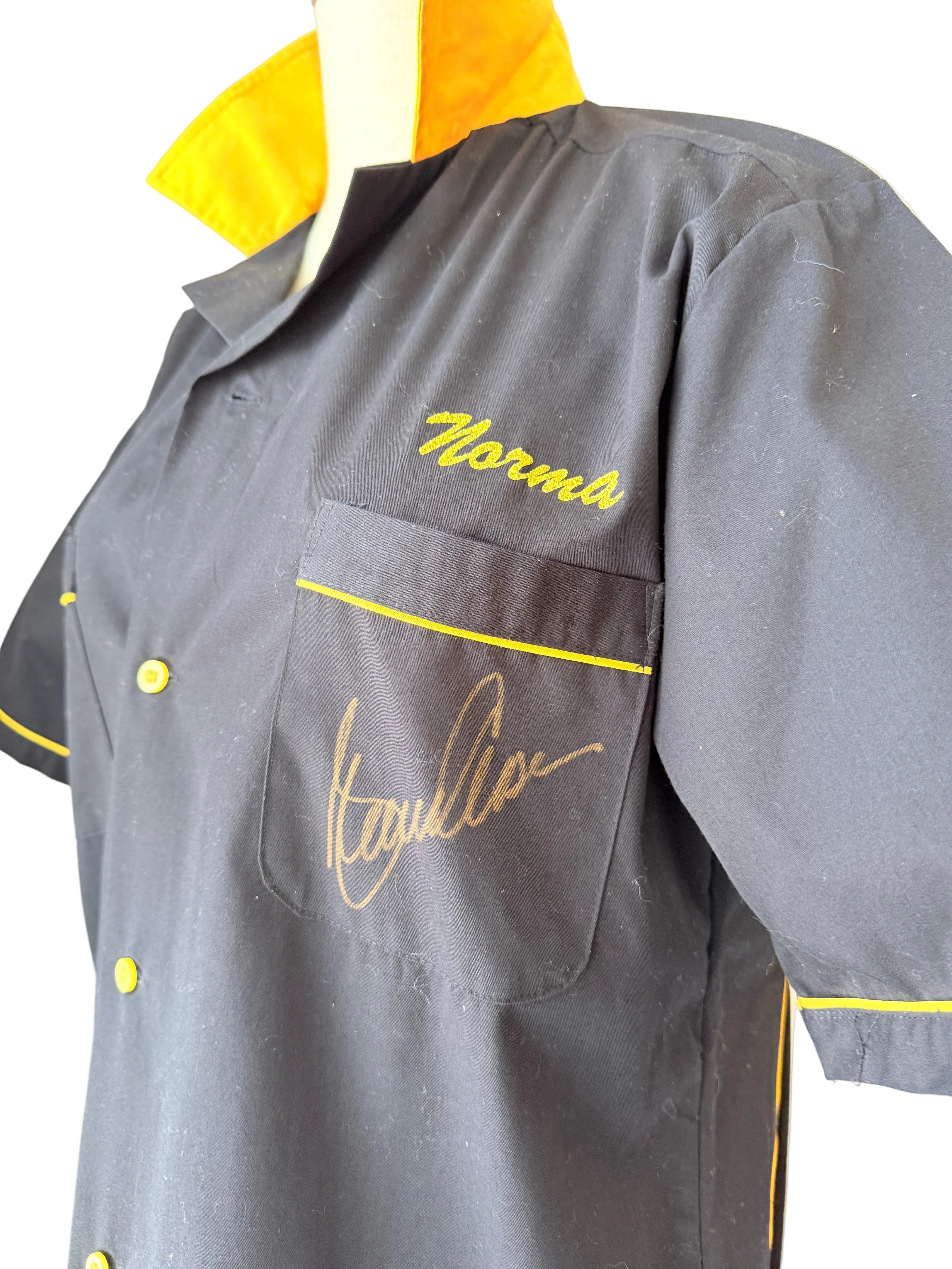 2016 Sunset Boulevard Glenn Close Signed Memorabilia Collection — Bowling Shirt, Poster & Beanfield Costume Bible