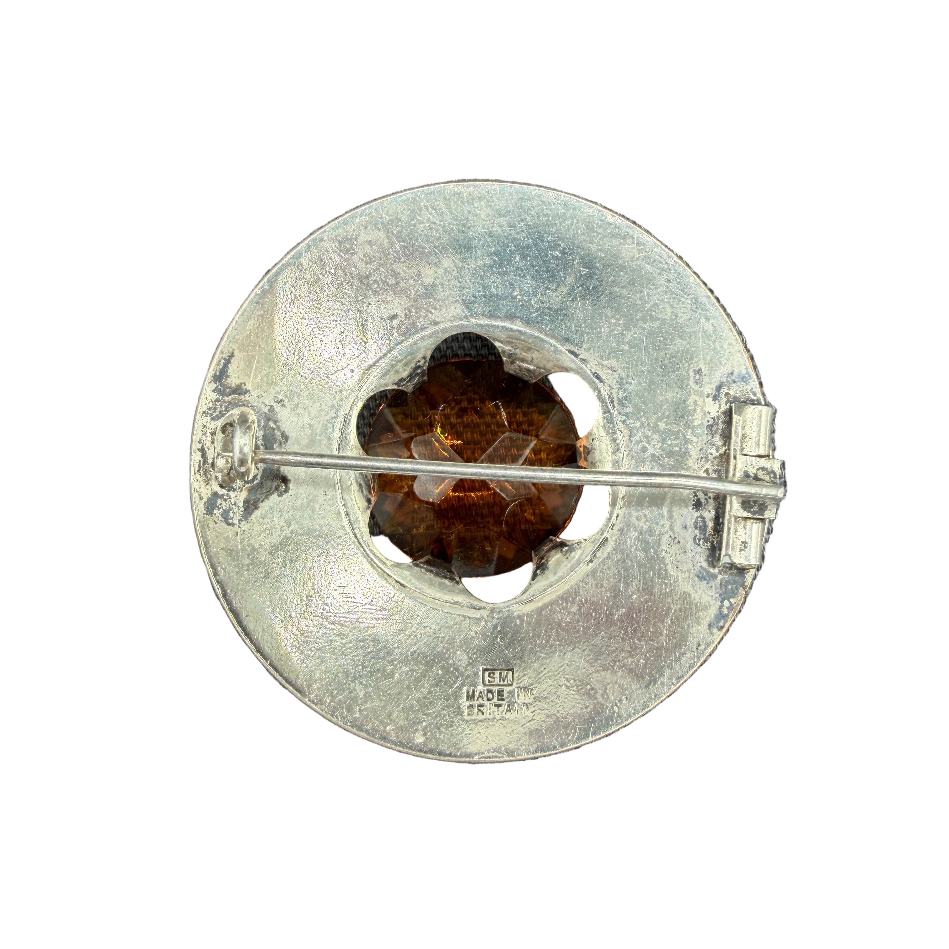 Victorian Silver Scottish Kilt Pin with Faceted Citrine Stone
