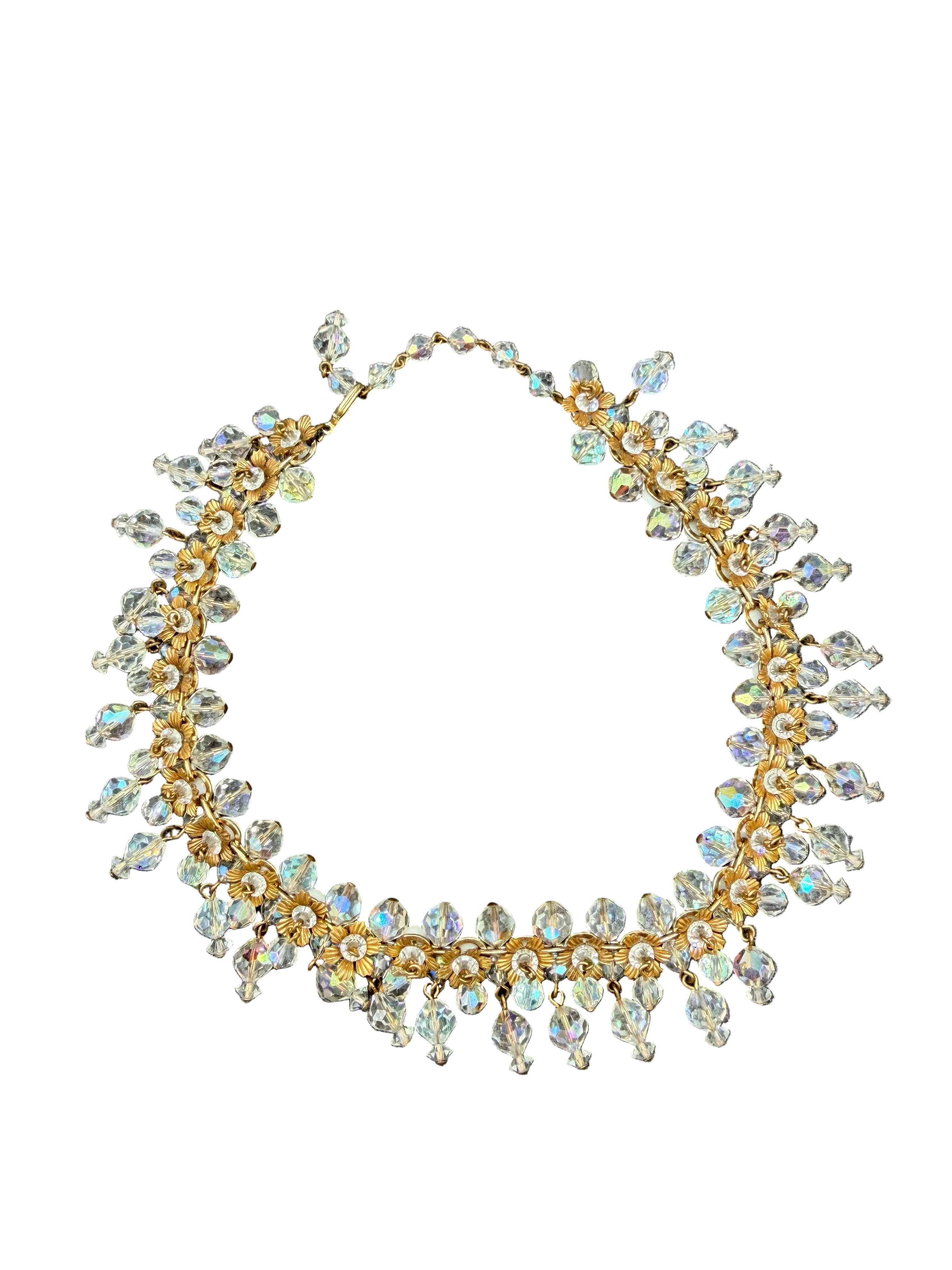 1950s Juliana (DeLizza & Elster) "Cha Cha" Dangle Necklace with Aurora Borealis Crystals