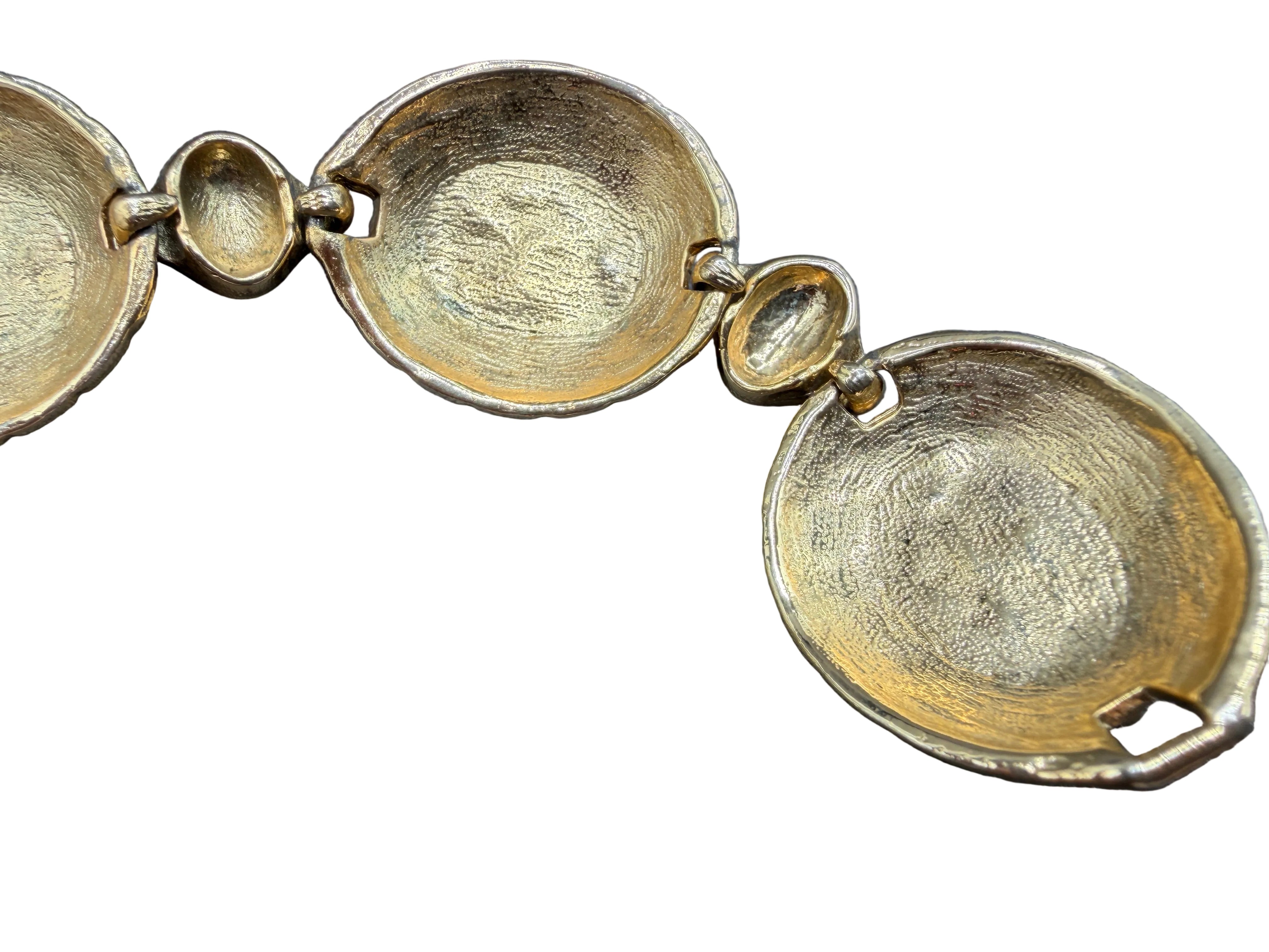 1960s Monet Gold-Tone Victorian Revival Link Bracelet with Faux Pearl Stations