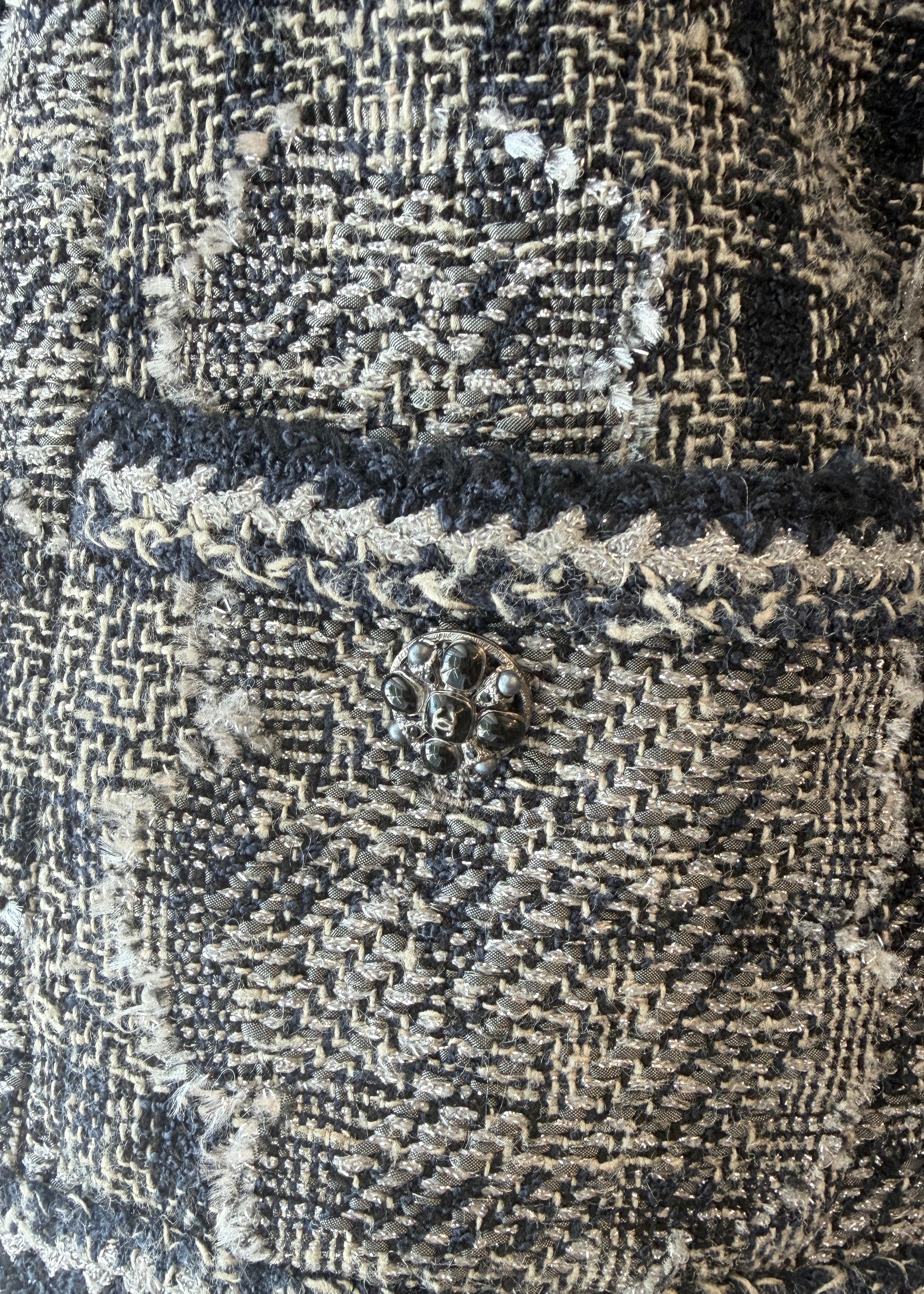 2006 Chanel Pre-Fall Camellia Tweed Jacket with Floral Buttons