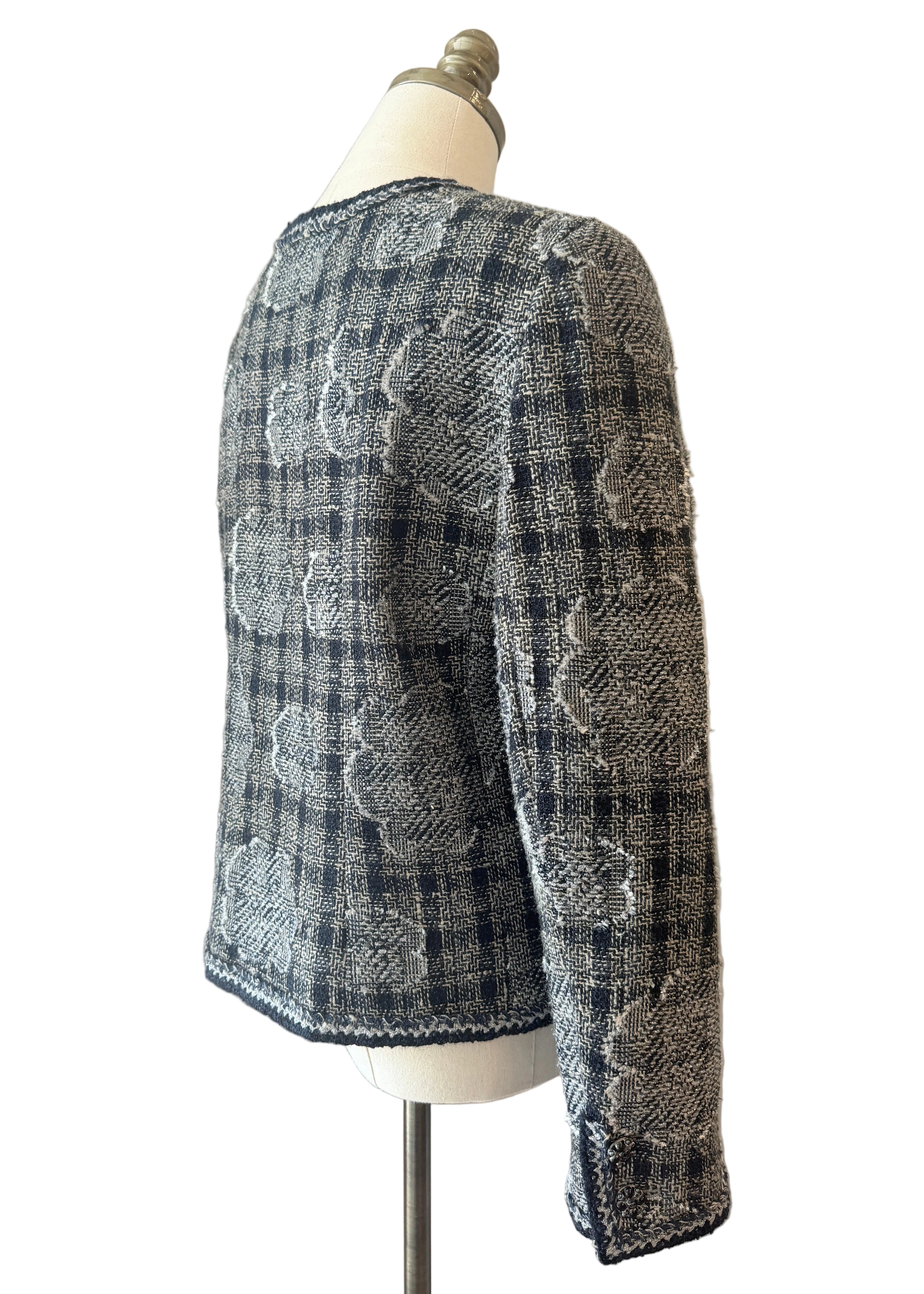 2006 Chanel Pre-Fall Camellia Tweed Jacket with Floral Buttons