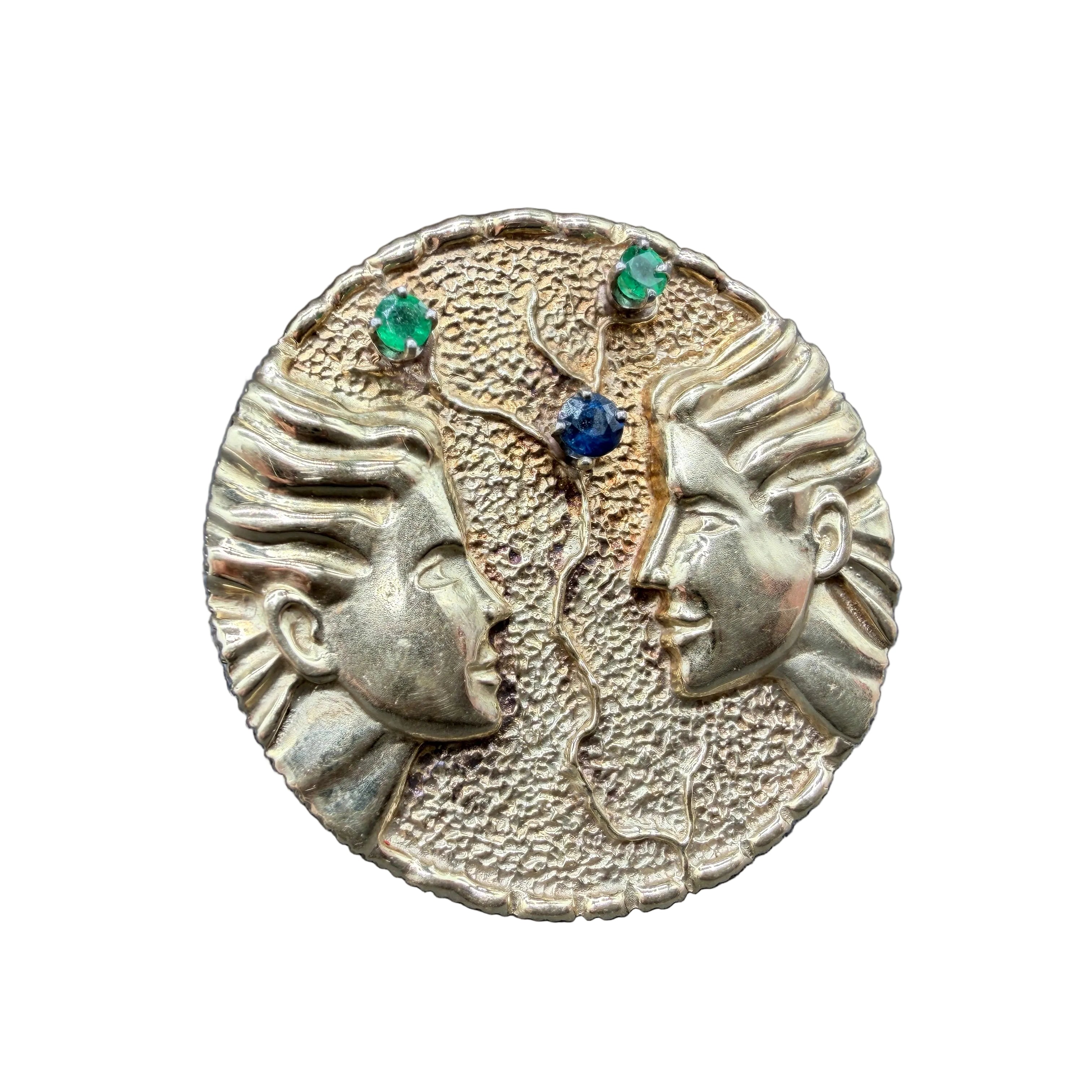 La Triomphe "Gemini" 14K Yellow Gold, Emerald & Sapphire Ring