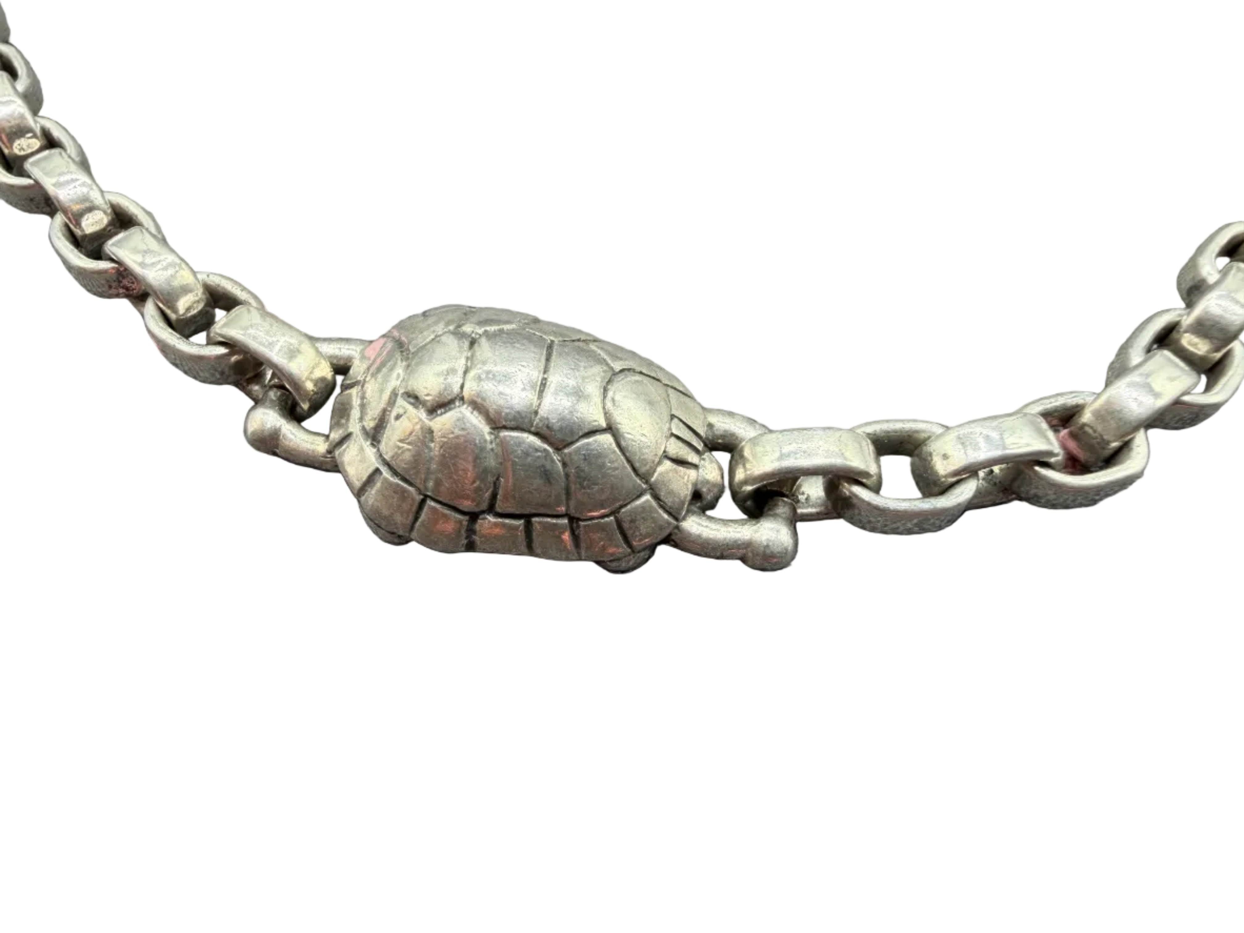 1998 Barry Kieselstein-Cord Sterling Silver Rolo Chain Necklace with Five Turtle Spacers