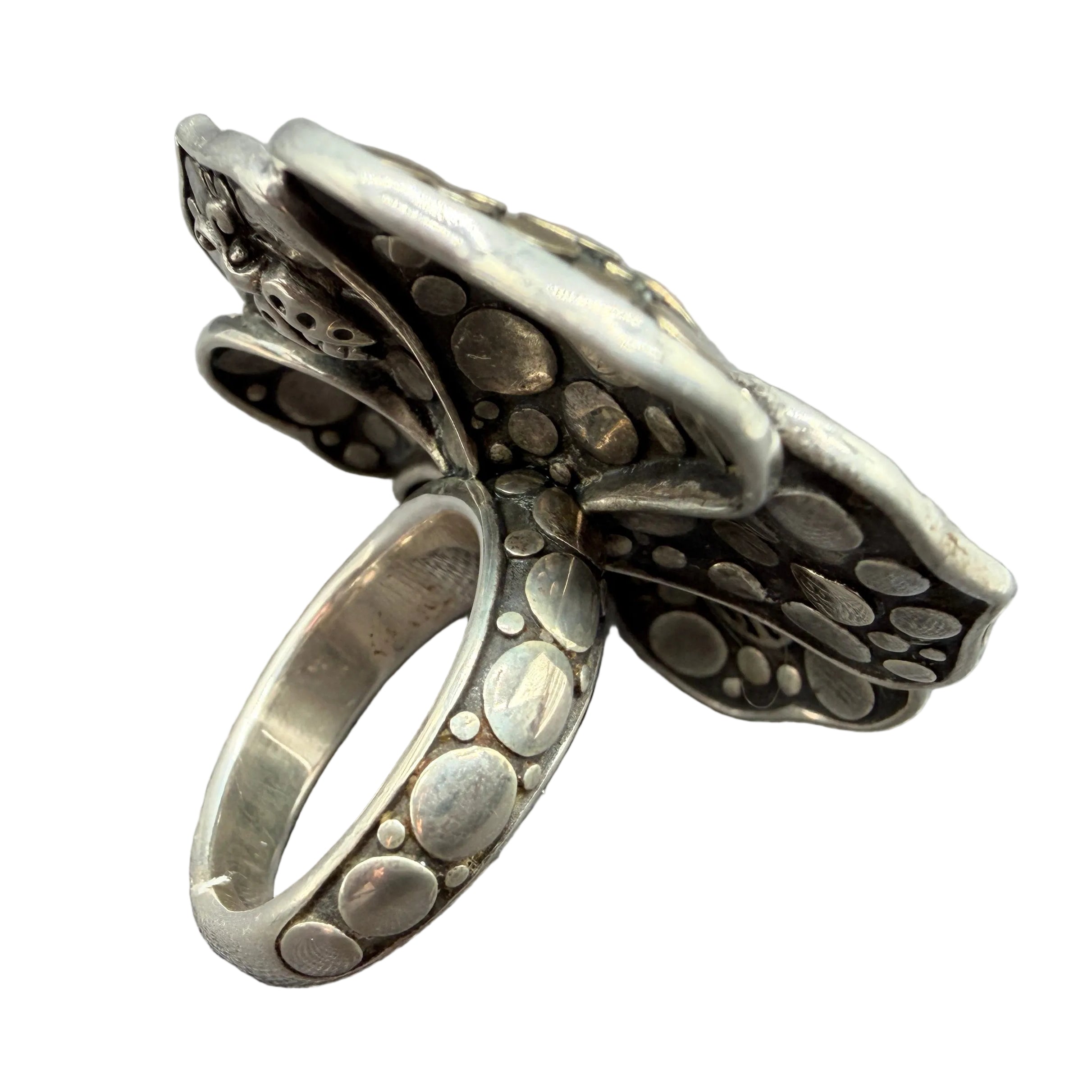 1990s John Hardy Ayu Frangipani Flower Ring in Sterling Silver & 18K Gold