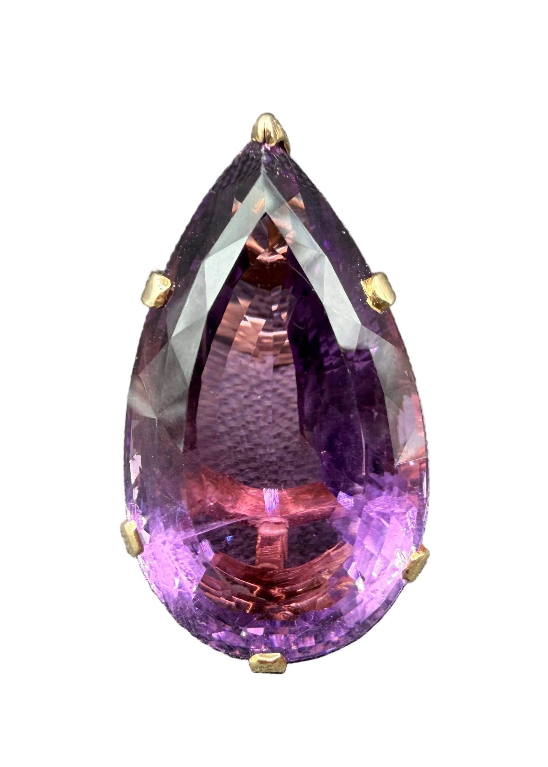 1980s 14K Gold Pear-Shaped Amethyst Cocktail Ring