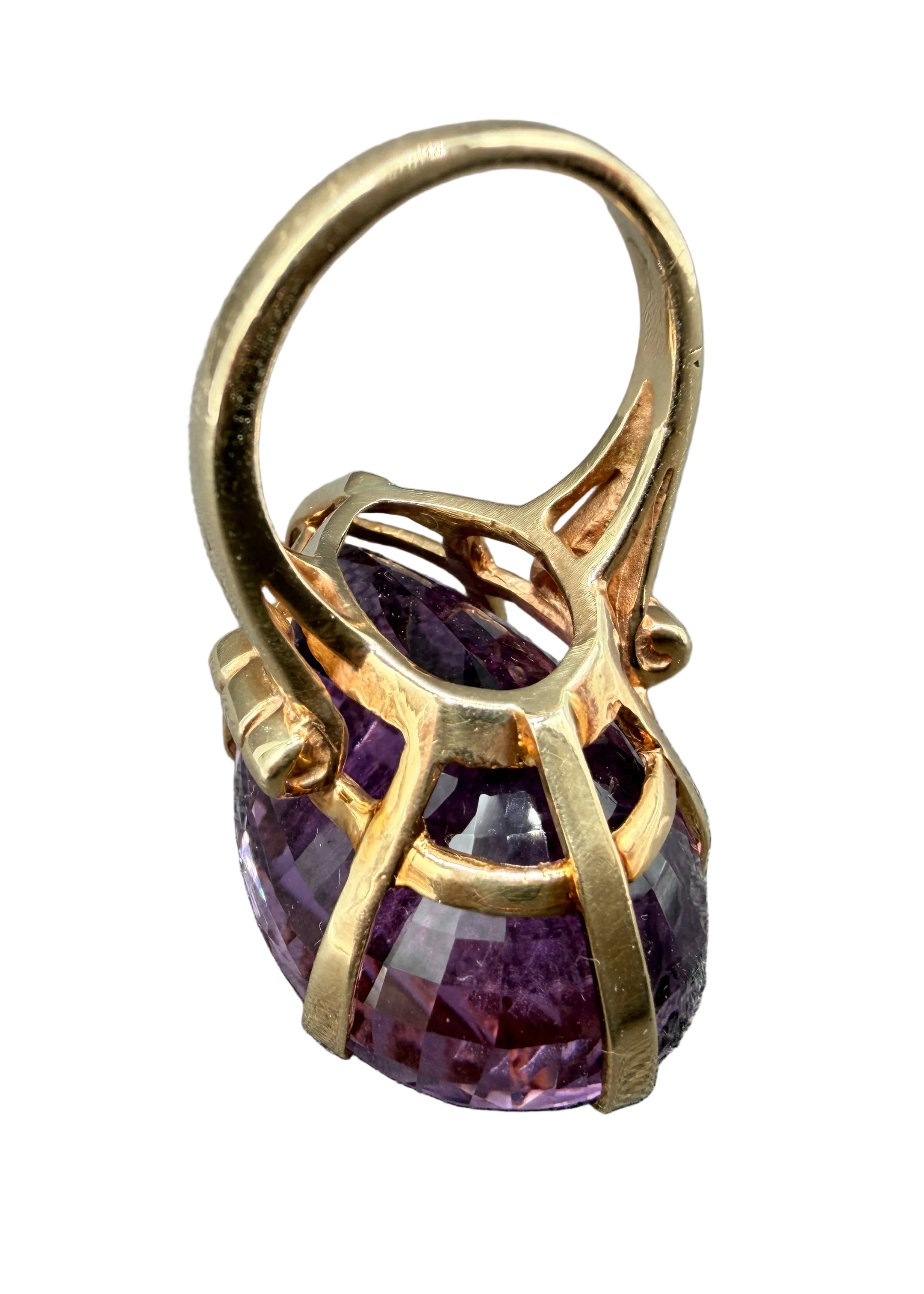 1980s 14K Gold Pear-Shaped Amethyst Cocktail Ring