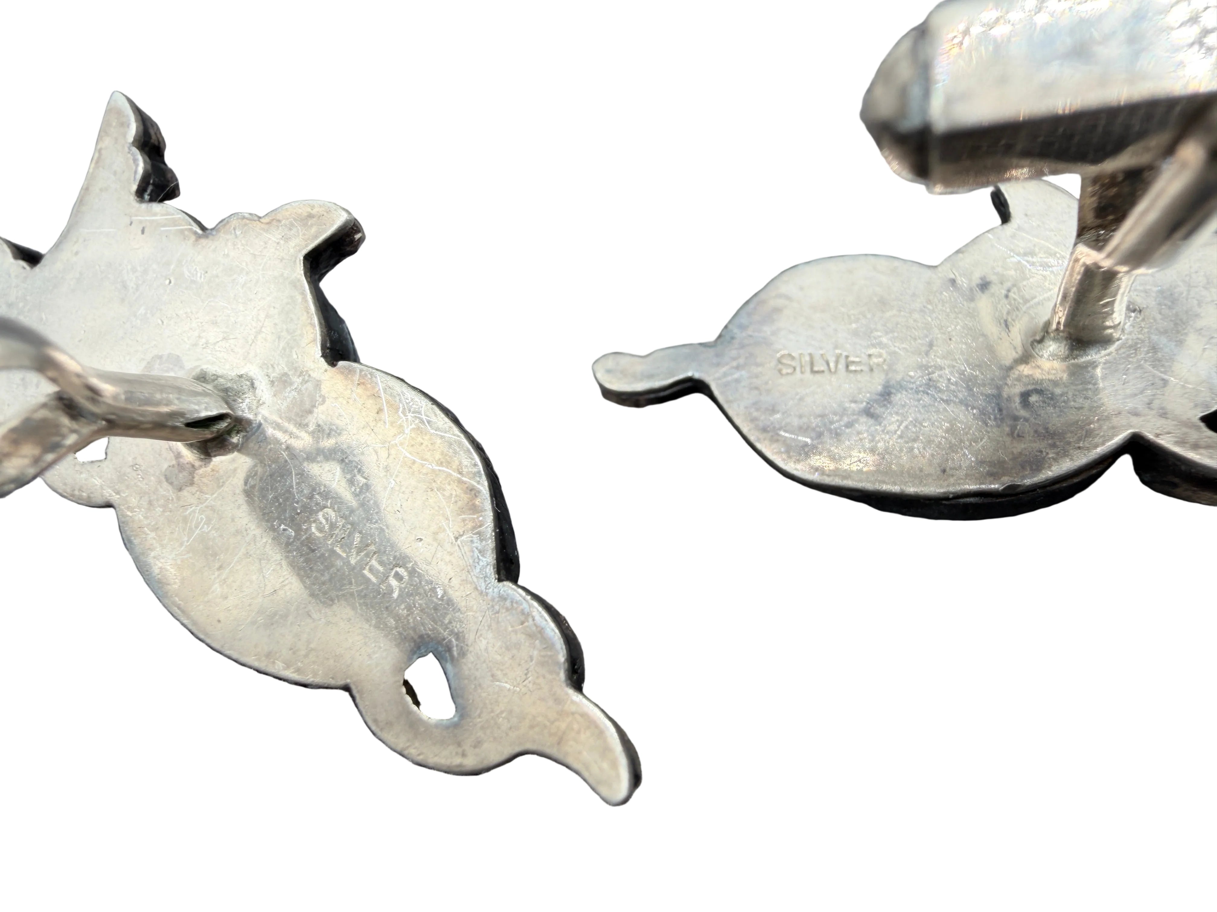 Antique c. 1880 Japanese Shakudō Menuki Samurai Helmet Cufflinks