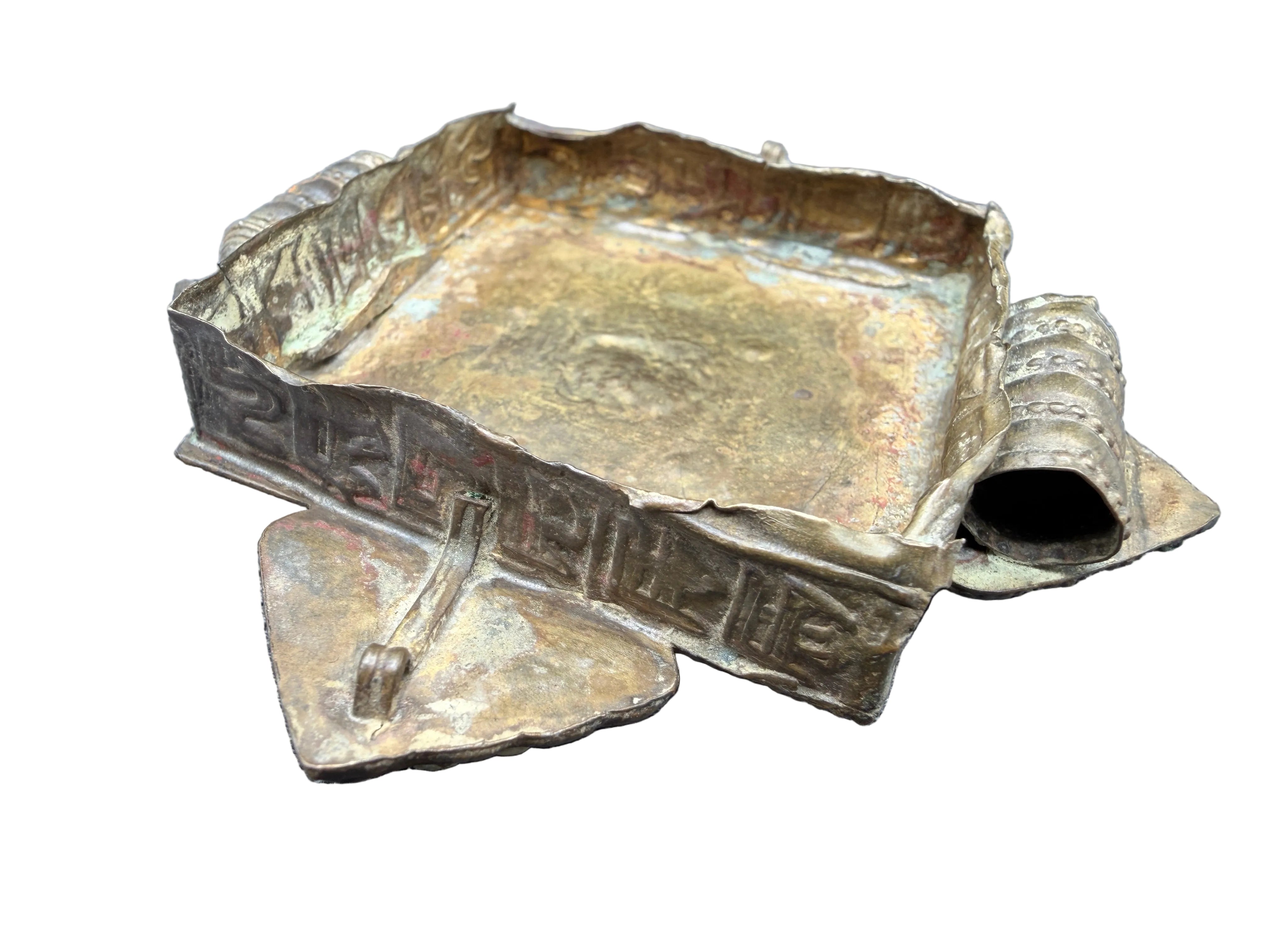 Antique Tibetan Gau Prayer Box Pendant with Turquoise & Rose Quartz