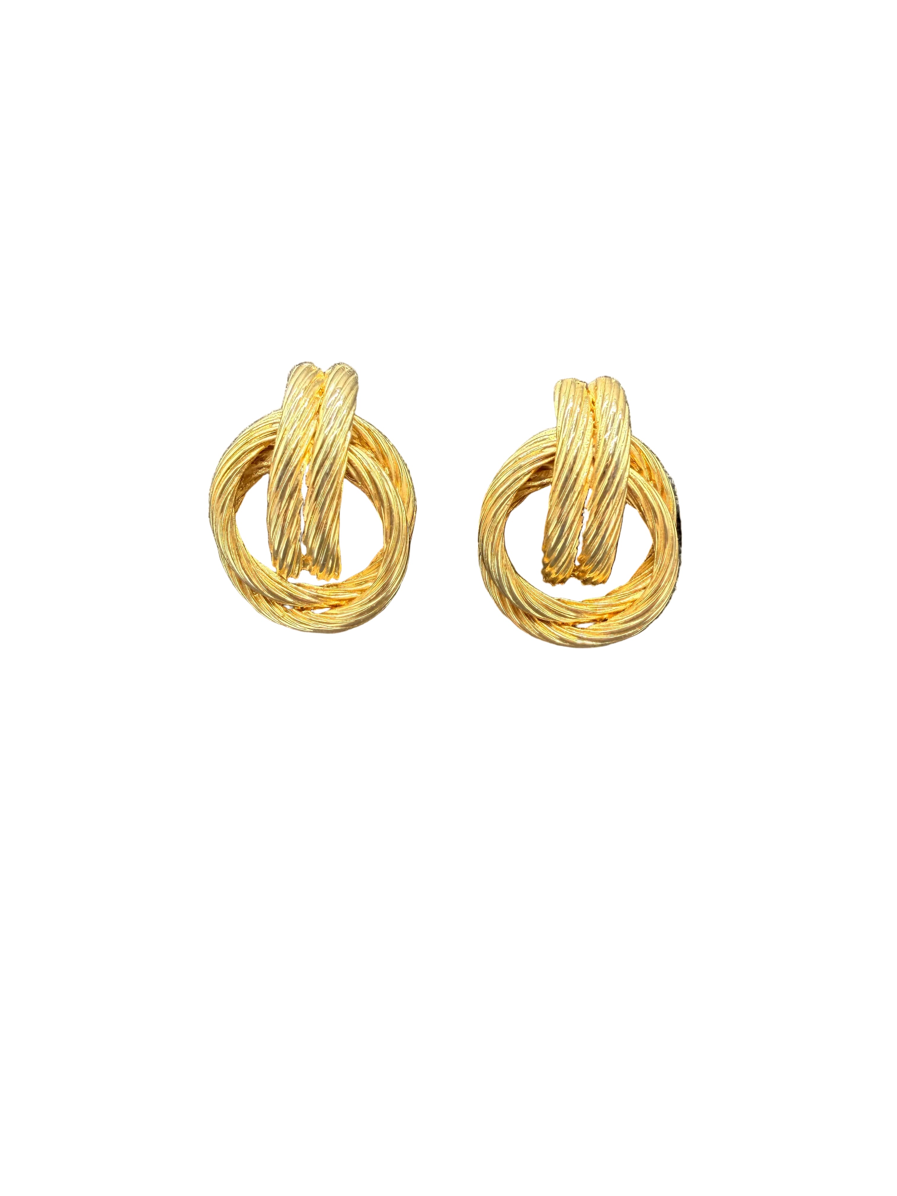 1980s Gold-Tone Rope Door Knocker Earrings