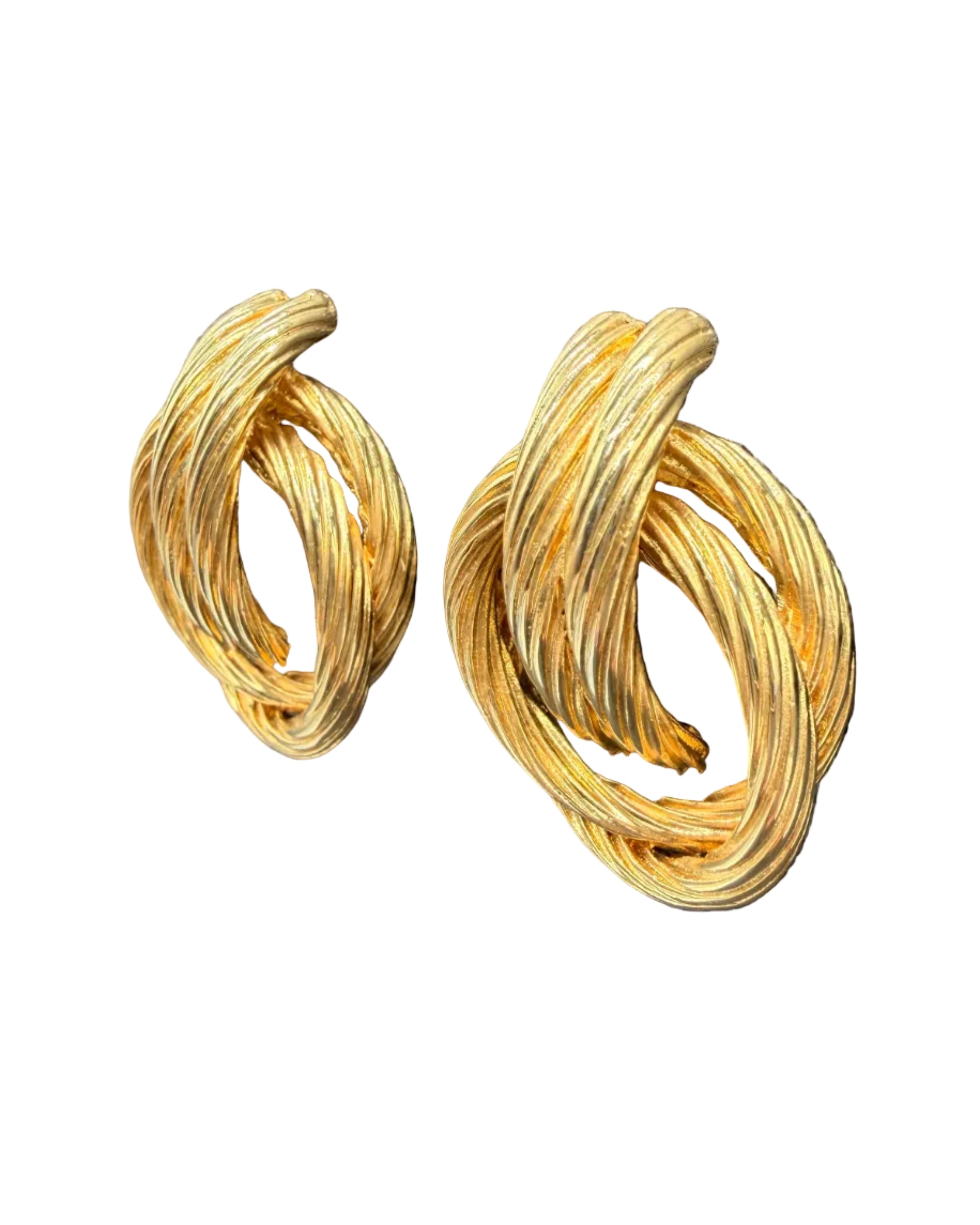 1980s Gold-Tone Rope Door Knocker Earrings