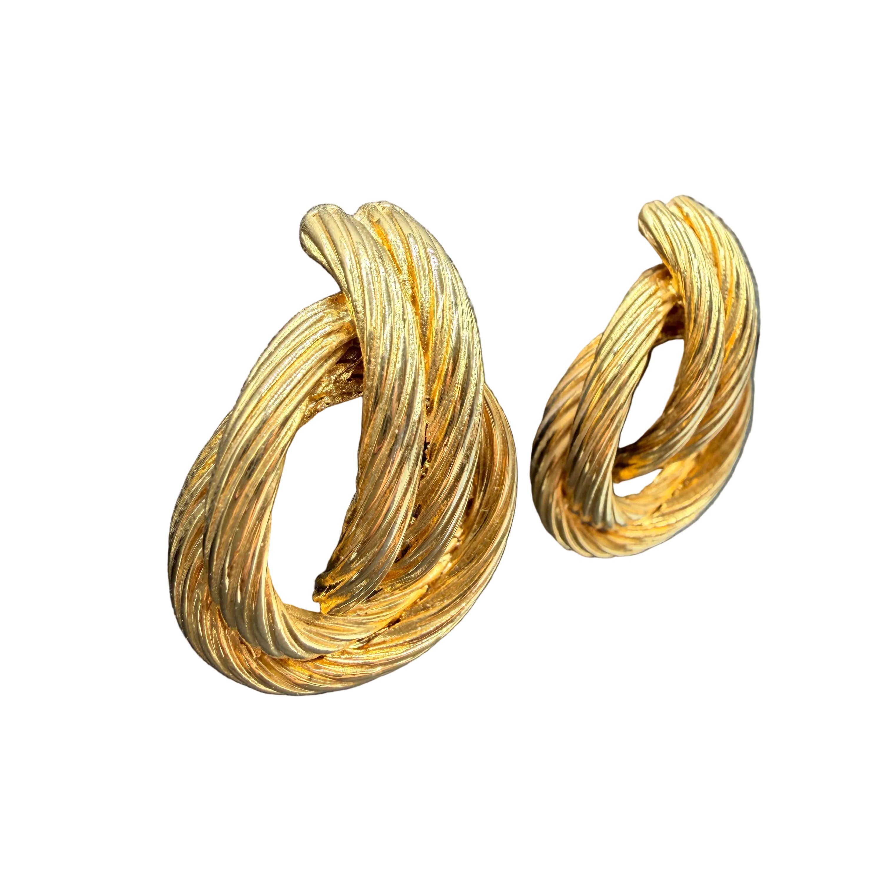 1980s Gold-Tone Rope Door Knocker Earrings