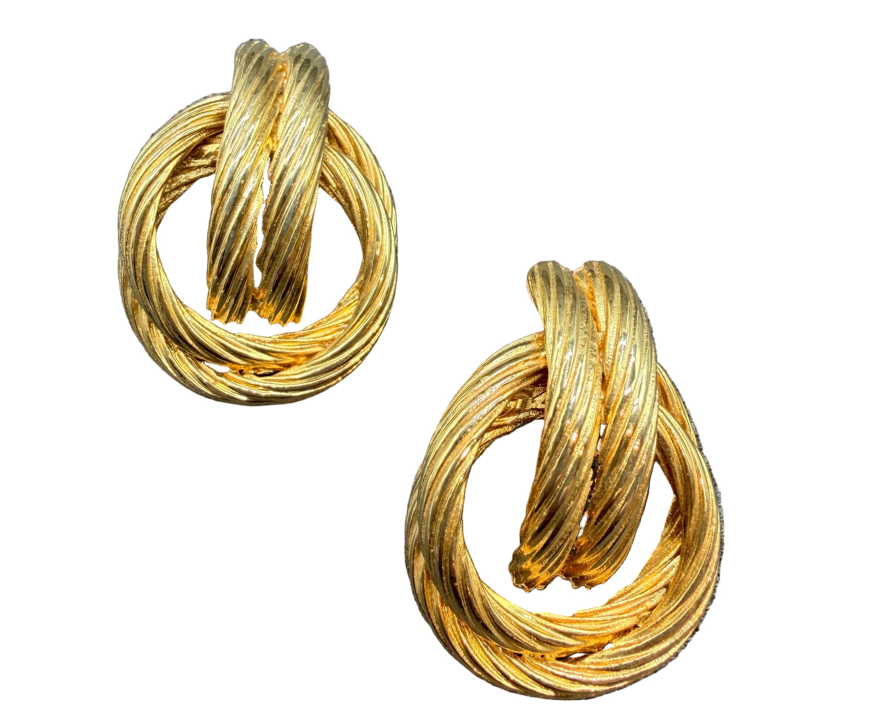 1980s Gold-Tone Rope Door Knocker Earrings