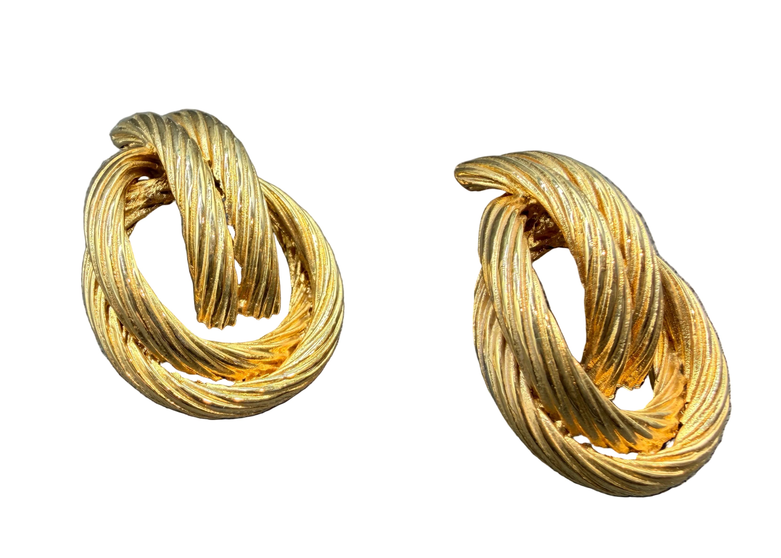 1980s Gold-Tone Rope Door Knocker Earrings