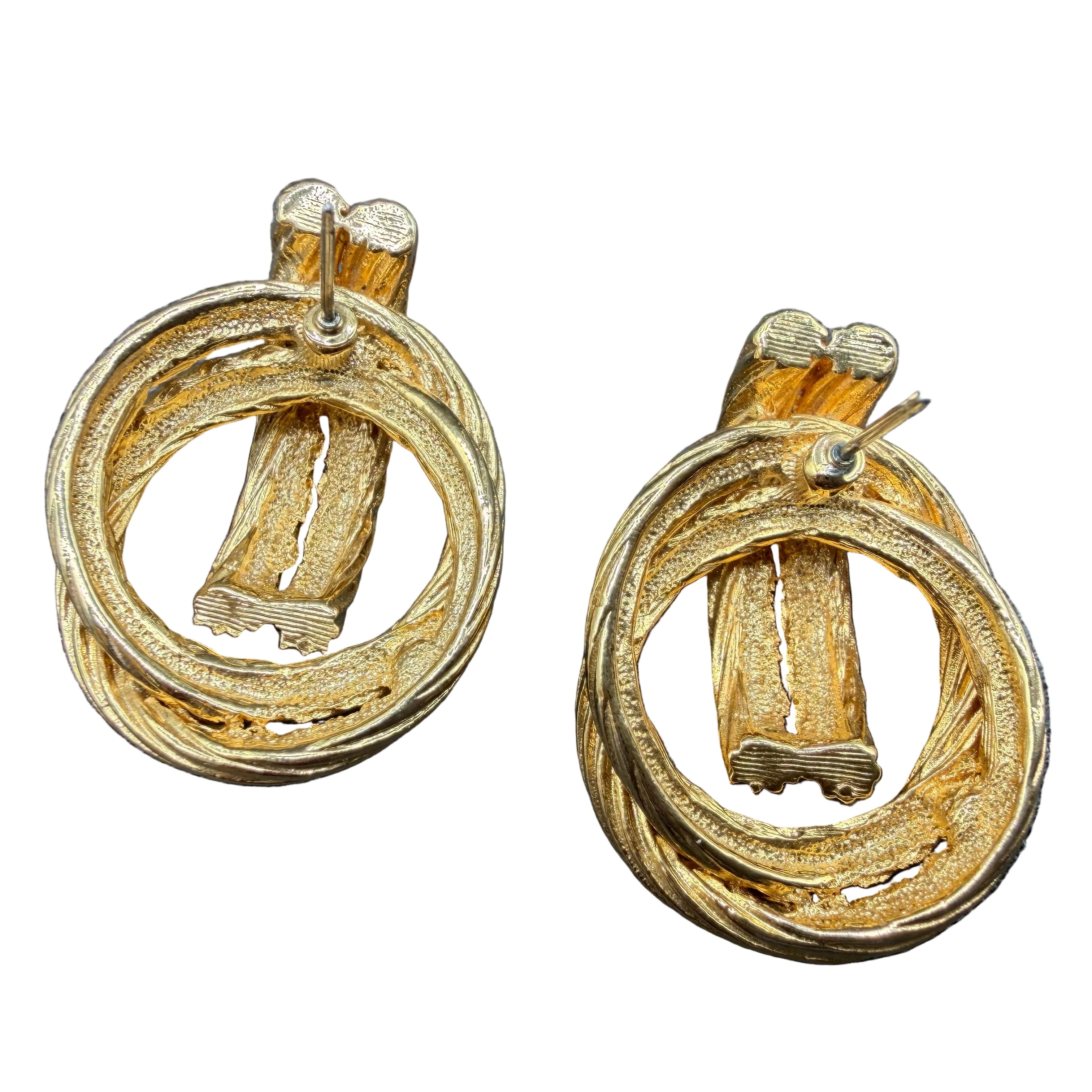 1980s Gold-Tone Rope Door Knocker Earrings