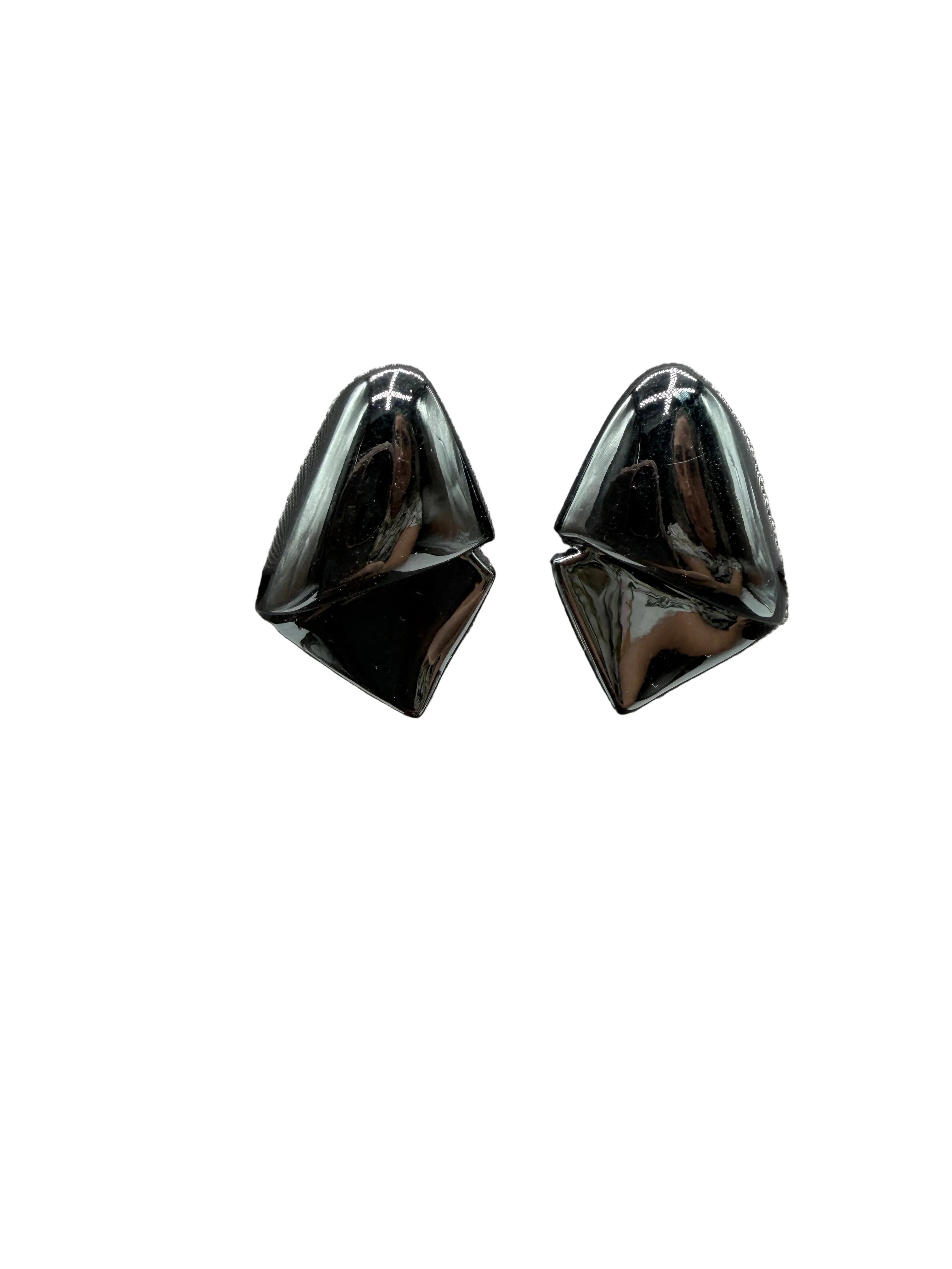 1960s Black Metal & Enamel Calla Lily Earrings