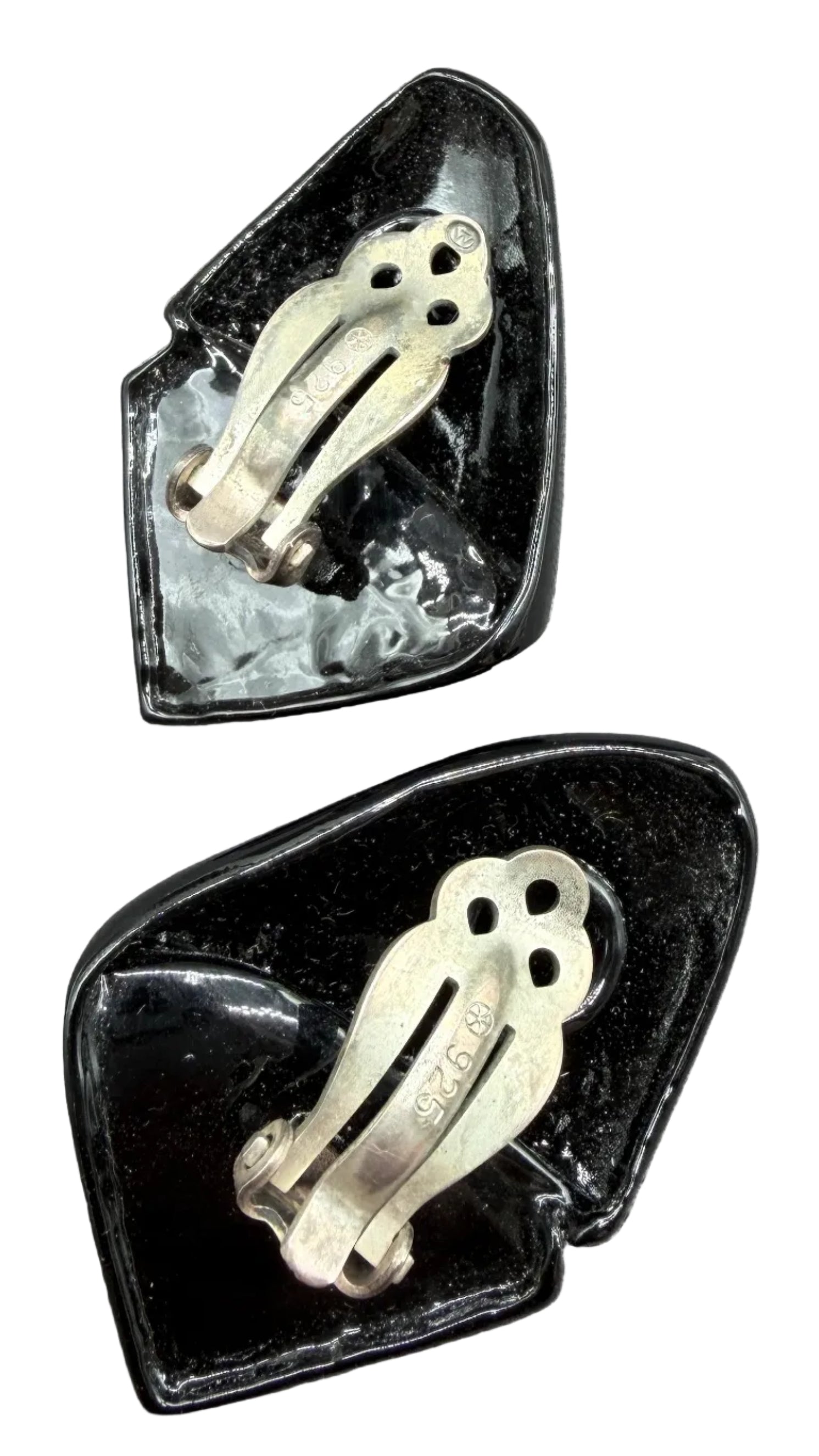 1960s Black Metal & Enamel Calla Lily Earrings