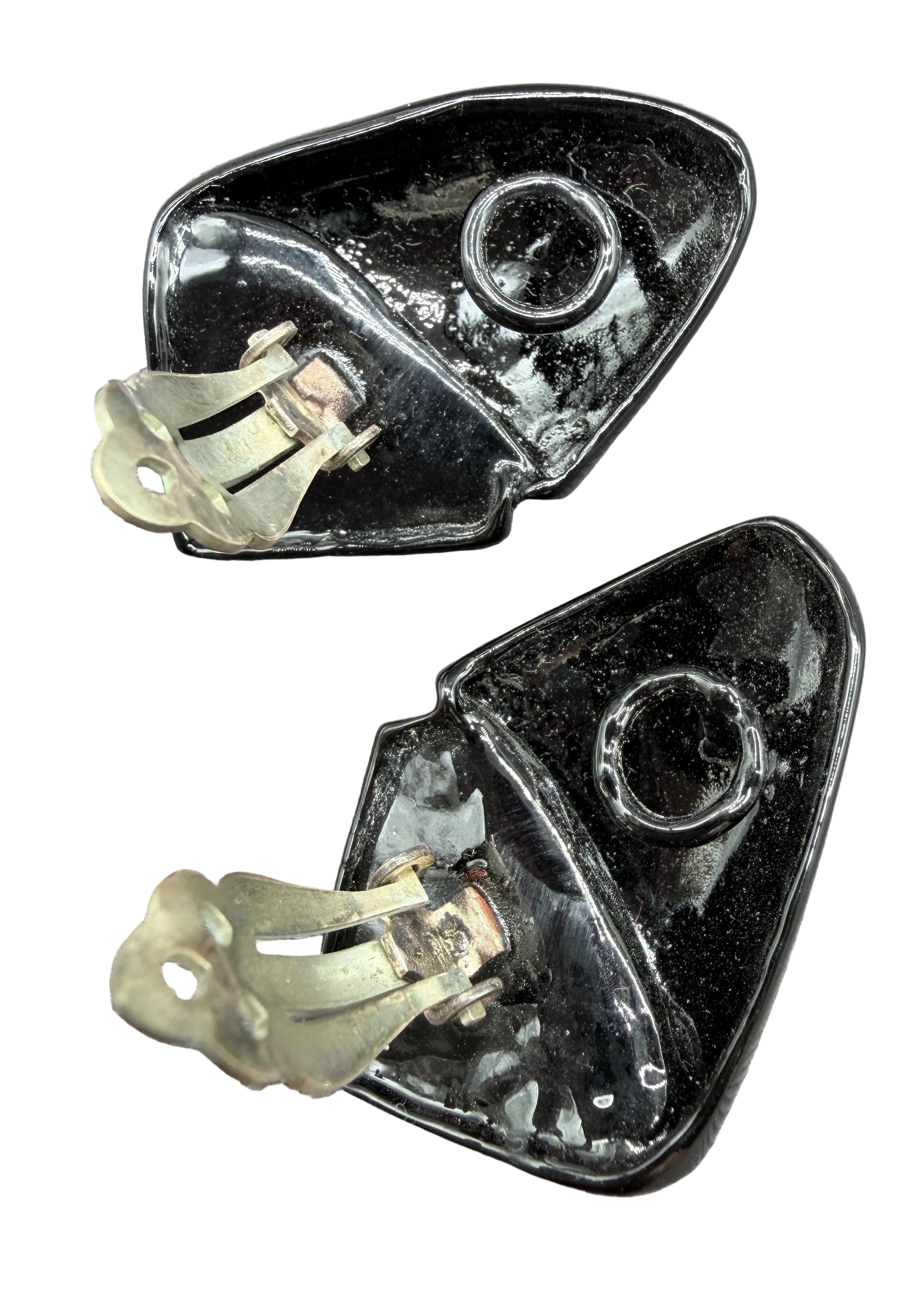 1960s Black Metal & Enamel Calla Lily Earrings