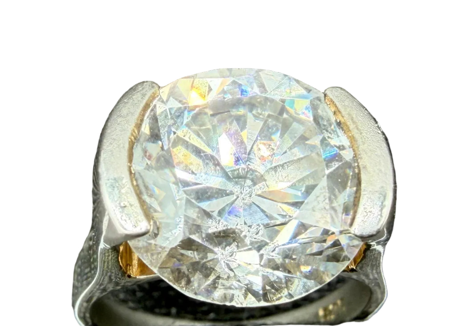 1970s Sterling Silver 925 Ring with Freestanding Swarovski Crystal