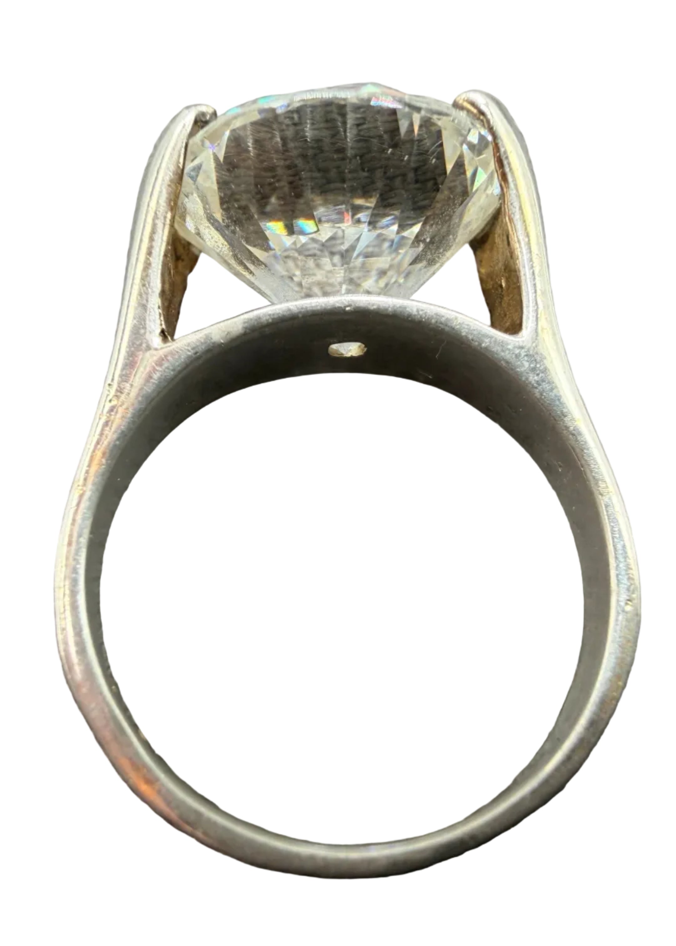 1970s Sterling Silver 925 Ring with Freestanding Swarovski Crystal