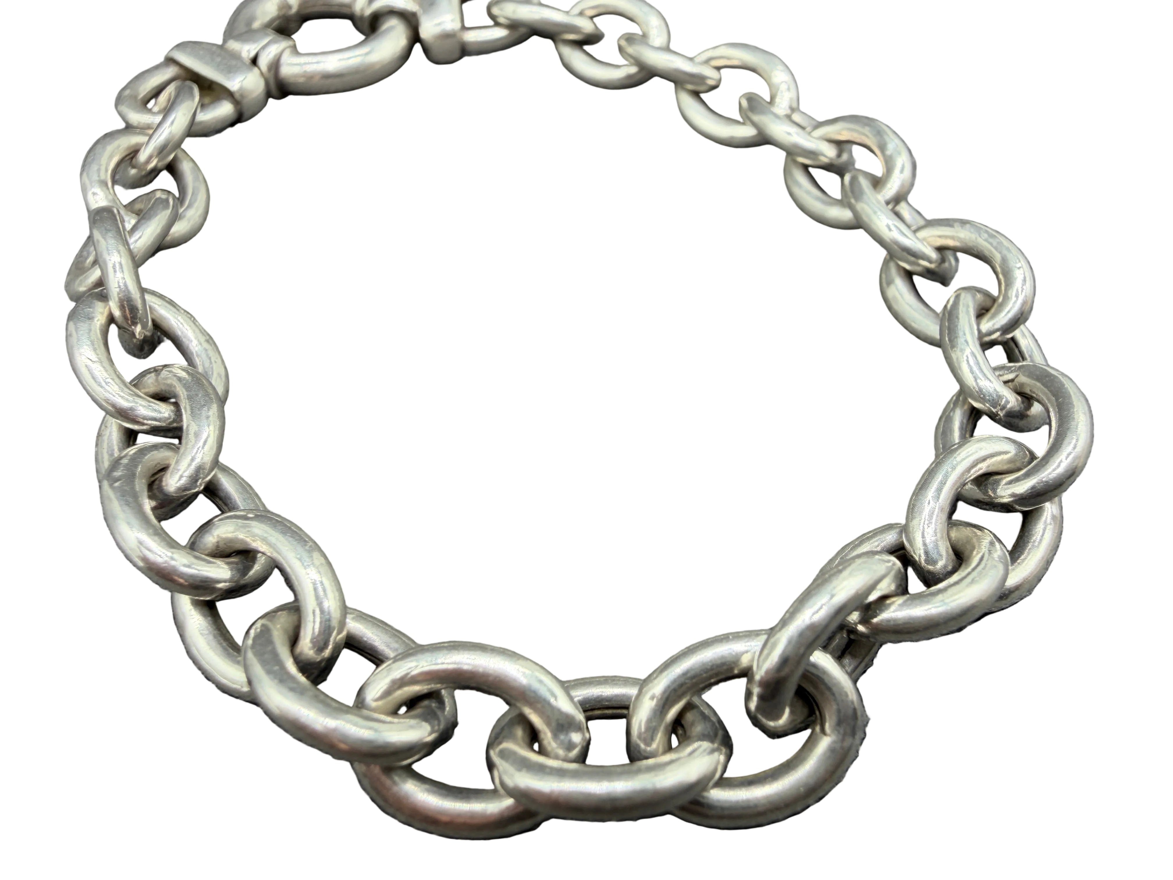 1970s Helen Andrews Sterling Silver Chunky Oval Link Bracelet, Made in Italy