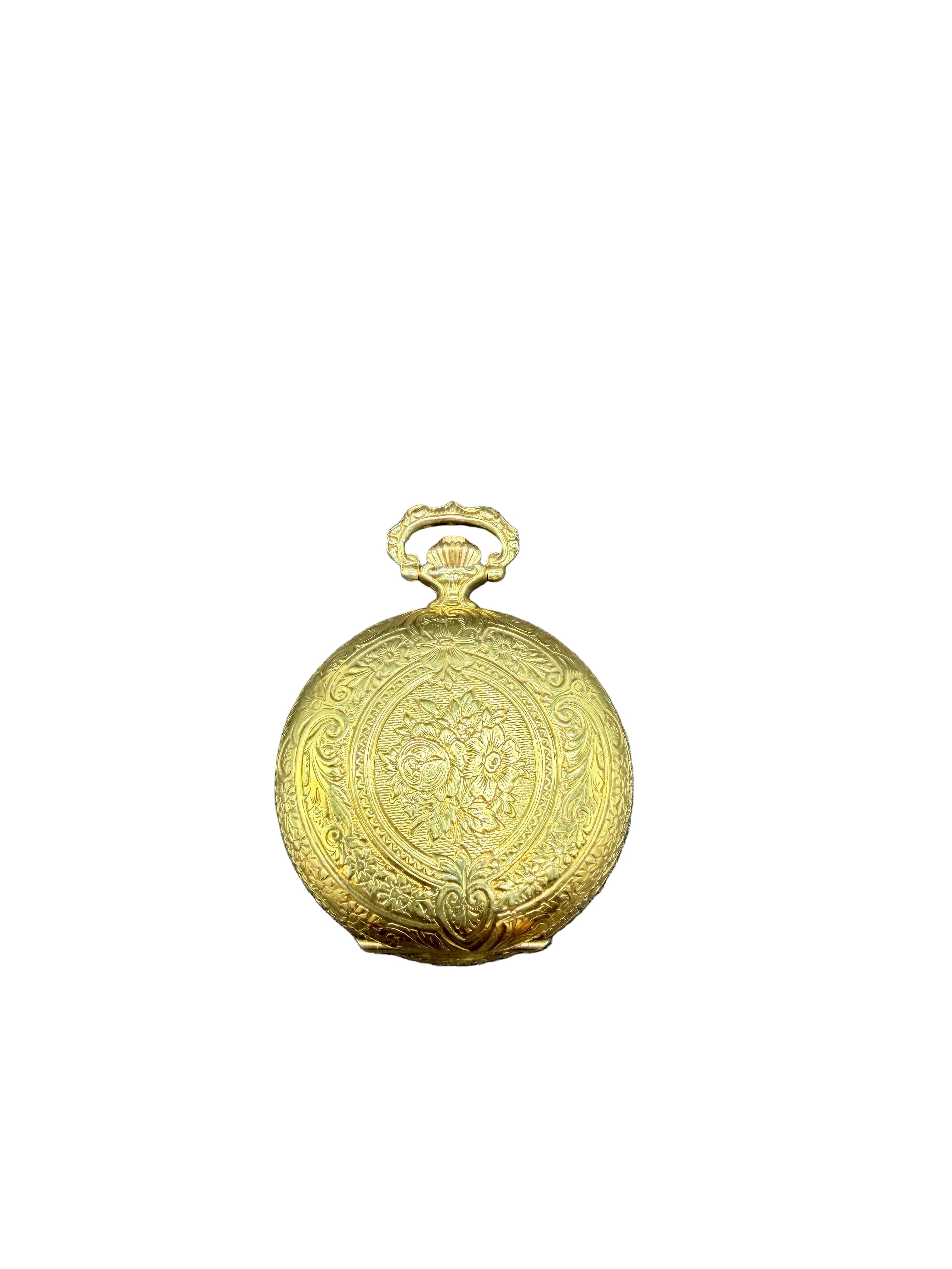 1950s CIRO Gold-Tone Etched Pocket Watch Charm (Working)