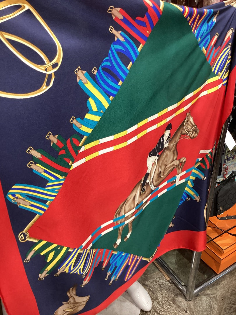 Gucci Equestrian Silk Scarf with Horse & Rider
