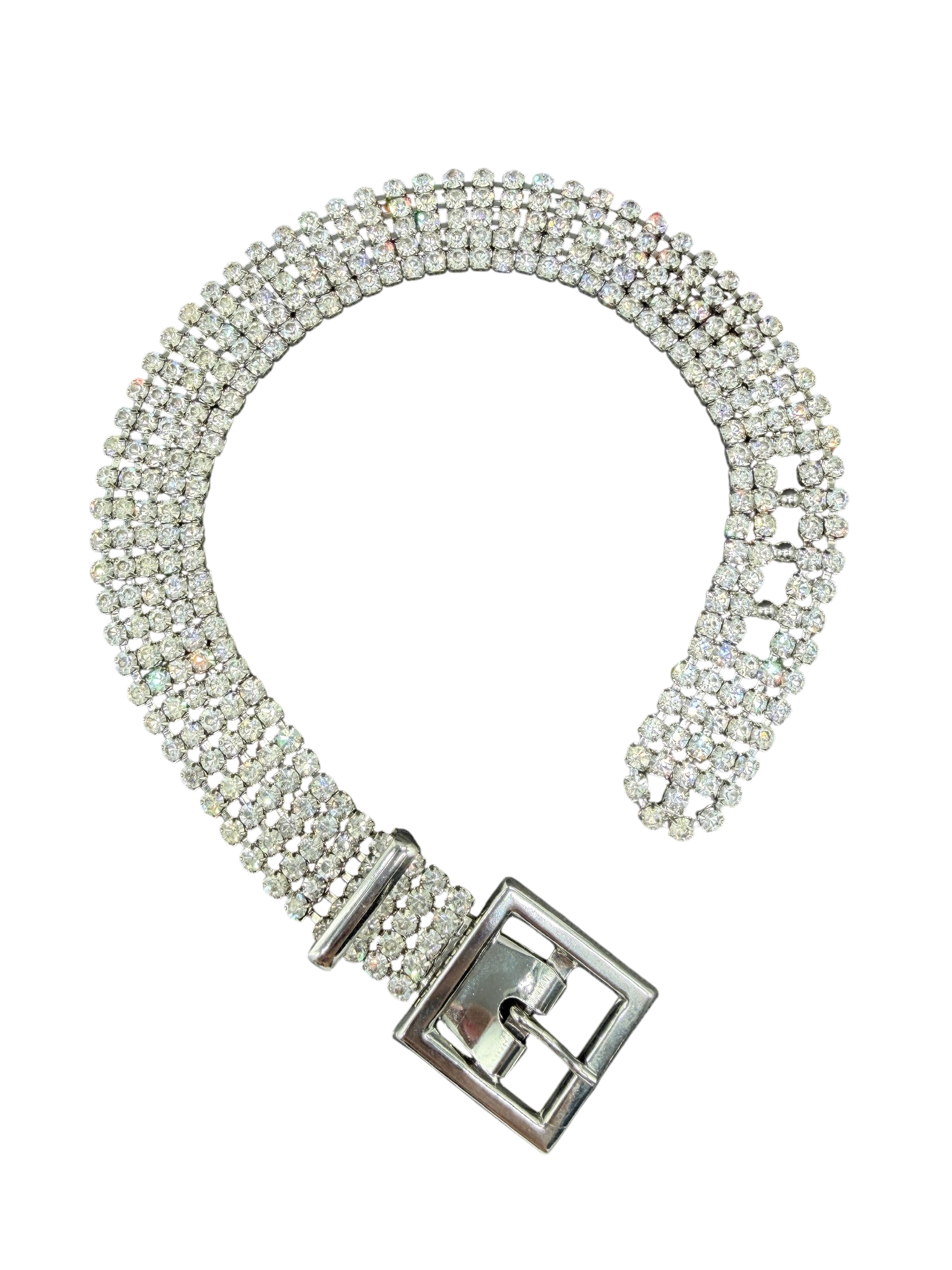 1950s Austrian Crystal Buckle Choker Necklace with Prong Setting