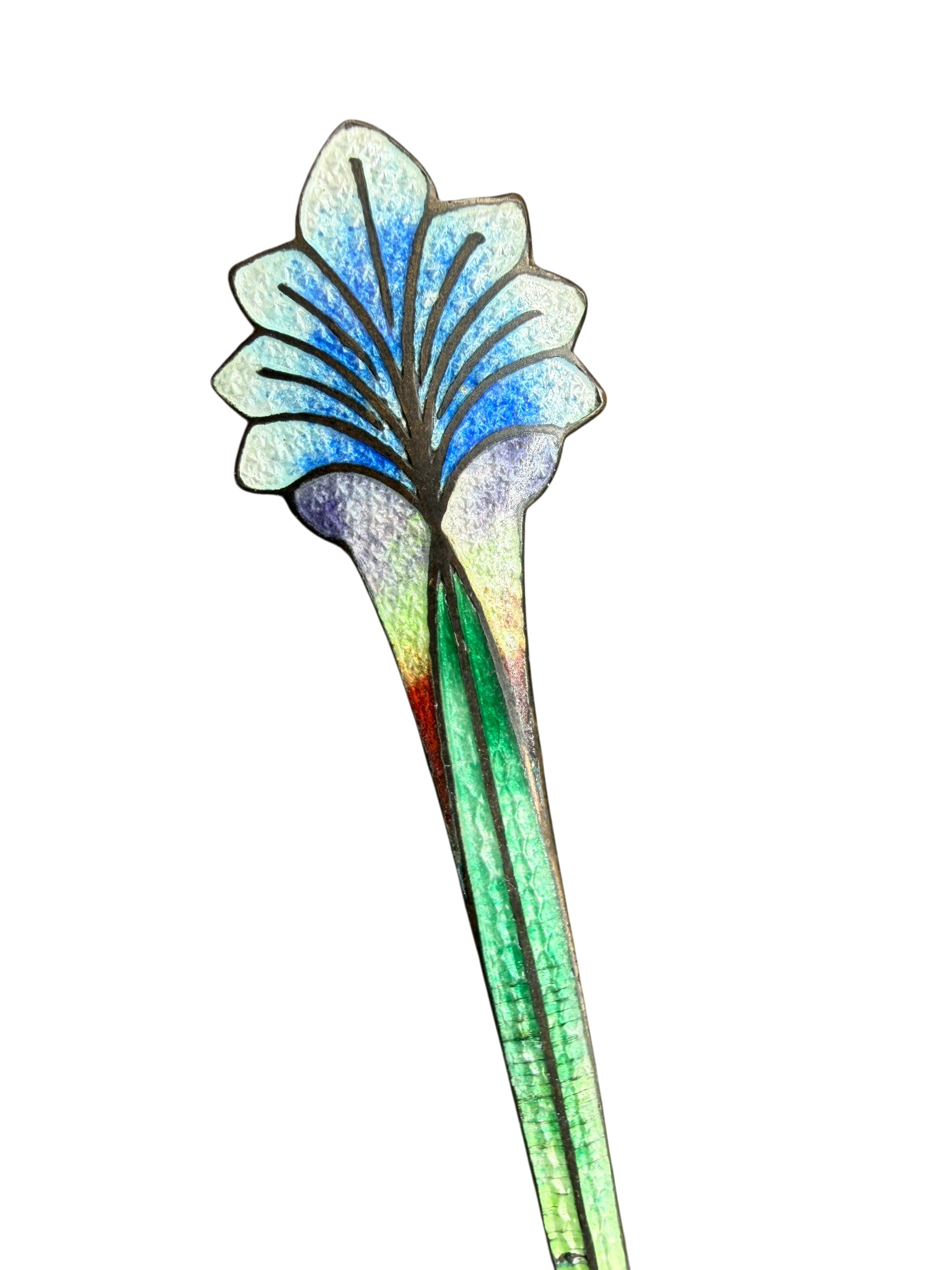 Art Nouveau Stylized Day Lily Enamel Brooch
