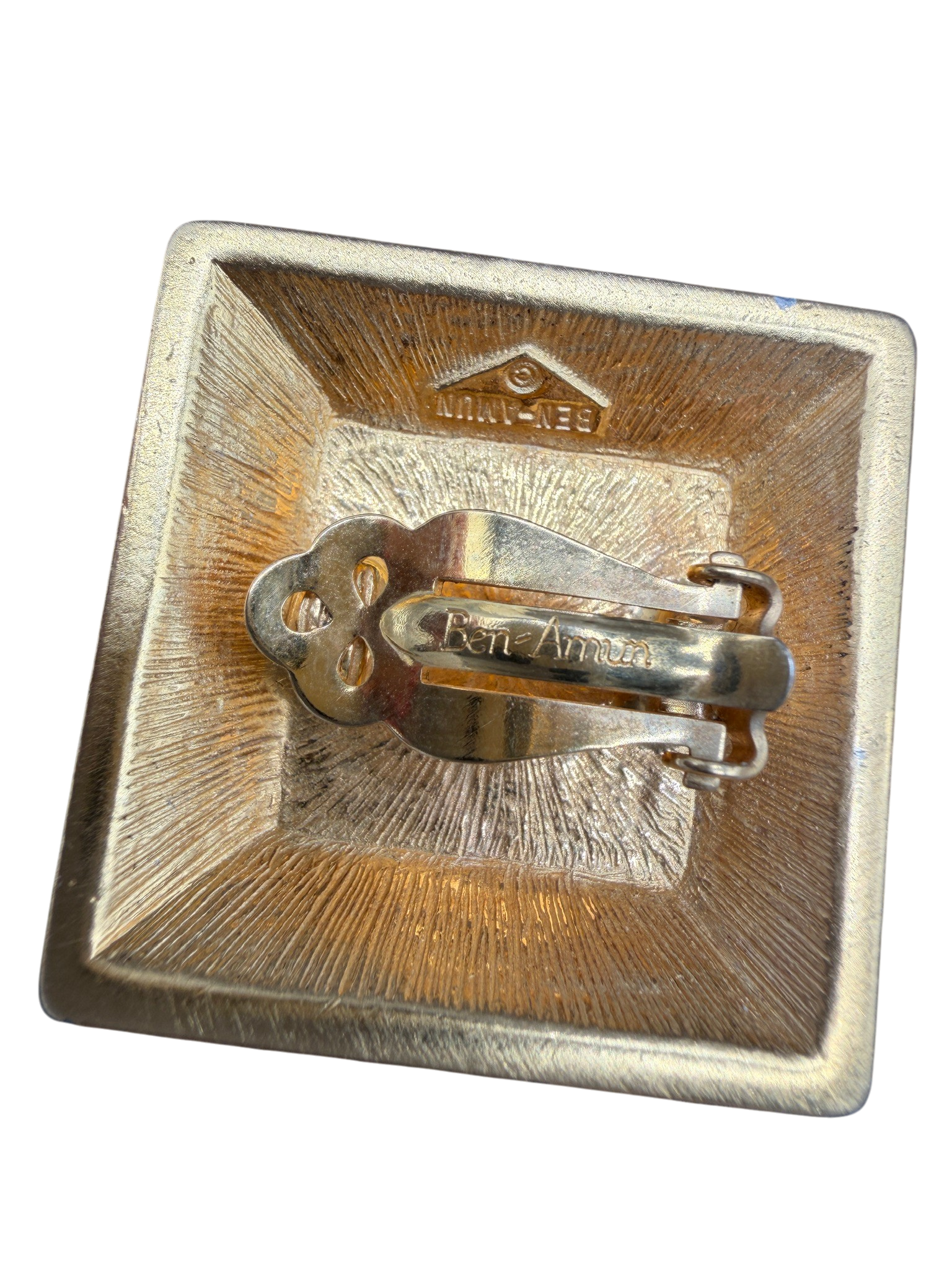 1980s Ben-Amun Gold-Tone Square Clip Earrings