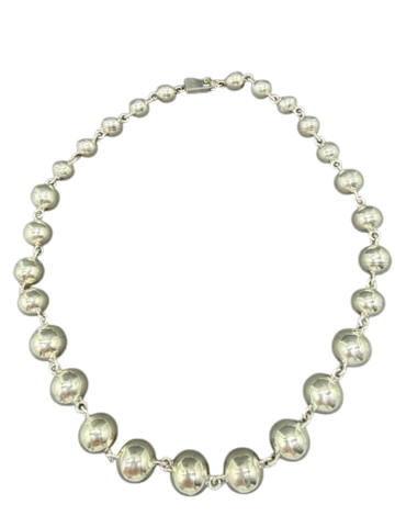1970s Sterling Silver Graduated Ball Necklace