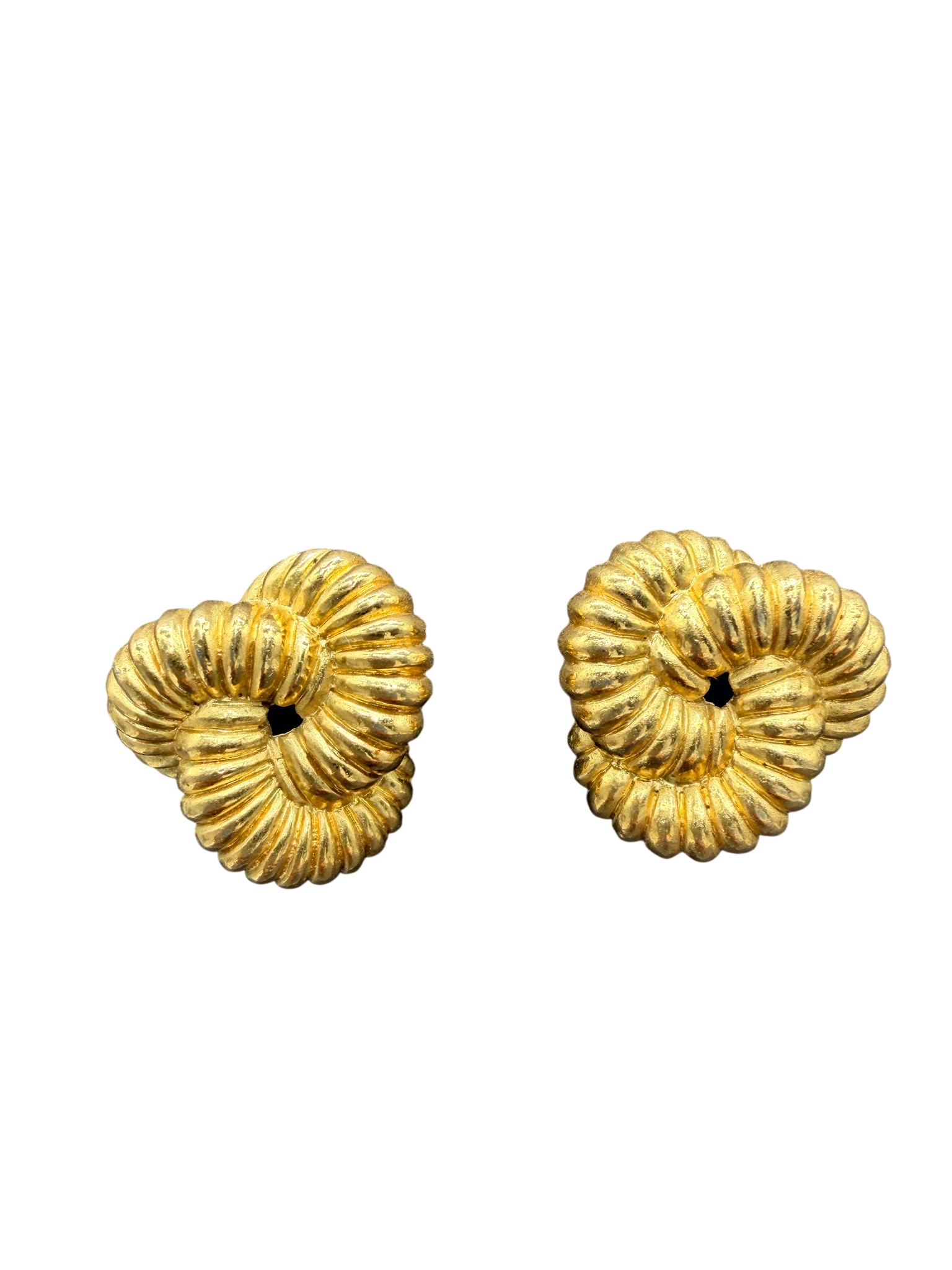 MM63 Vtg. Crown Trafari gold tone Knoted ribbed rings clip earrings