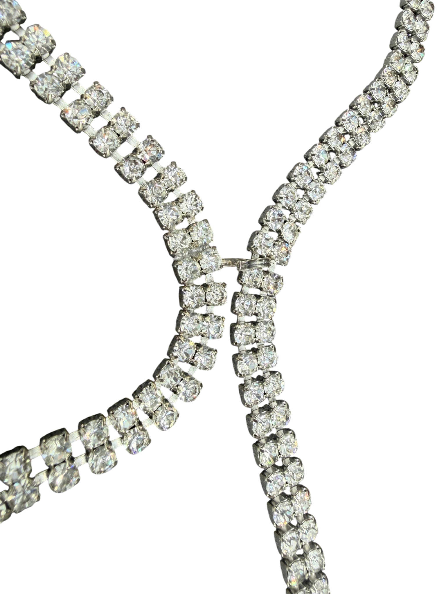 1960s Austrian Crystal Lariat Necklace with Marquise Ends