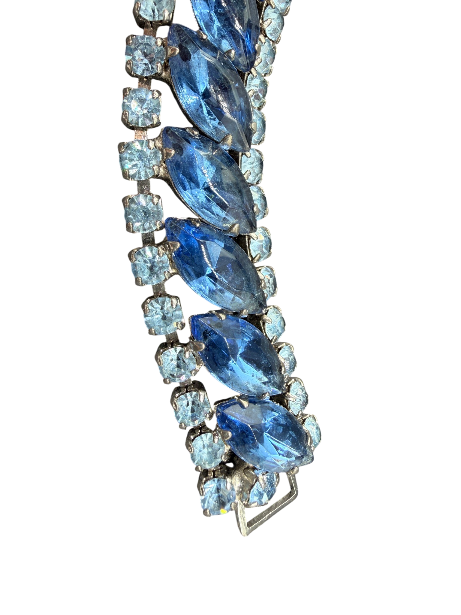 1950s Blue Austrian Crystal Teardrop Earring & Bracelet Set with Marquise Centers (2-Piece)