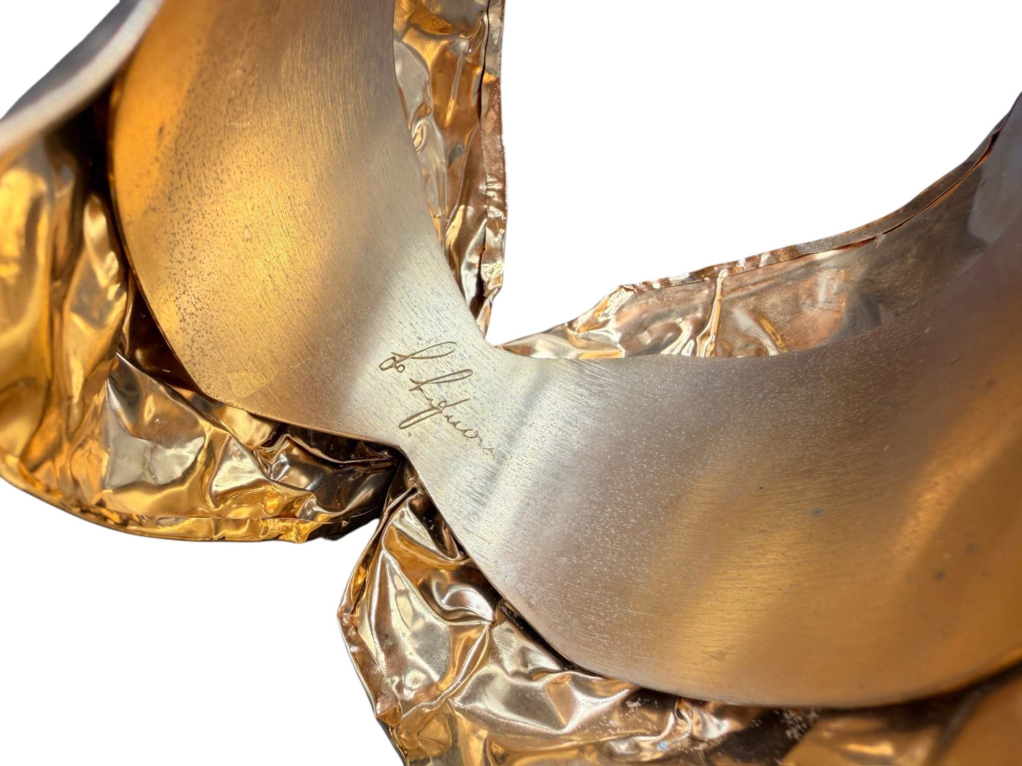 Rare 1980s Haute Couture Gianni De Liguoro Gold Crinkle Bow Cuff Bracelet with AB Swarovski Rhinestones