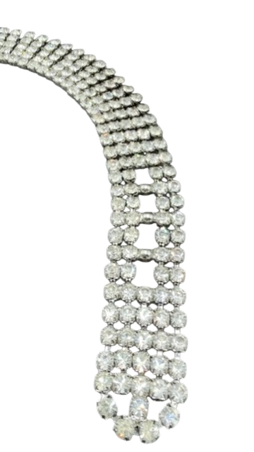 1950s Austrian Crystal Buckle Choker Necklace with Prong Setting