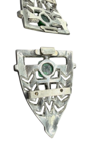 Antique Art Deco Austrian Crystal Belt Buckle with Green Accents