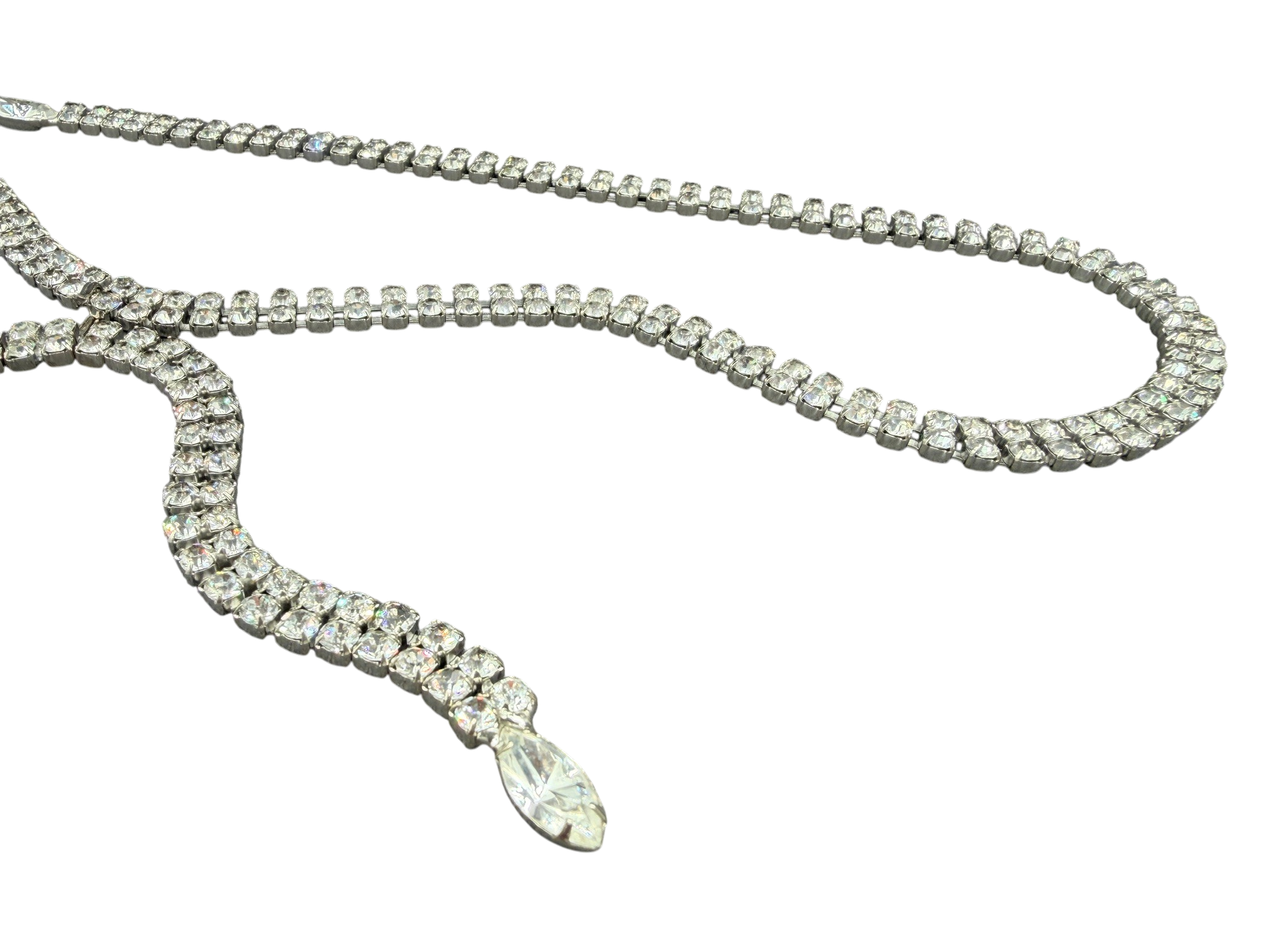 1960s Austrian Crystal Lariat Necklace with Marquise Ends