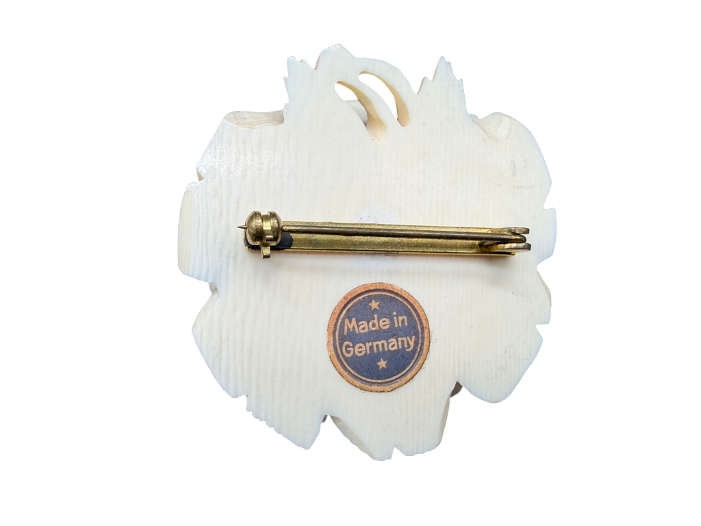 1940s Made in Germany Carved Bone Rose Brooch