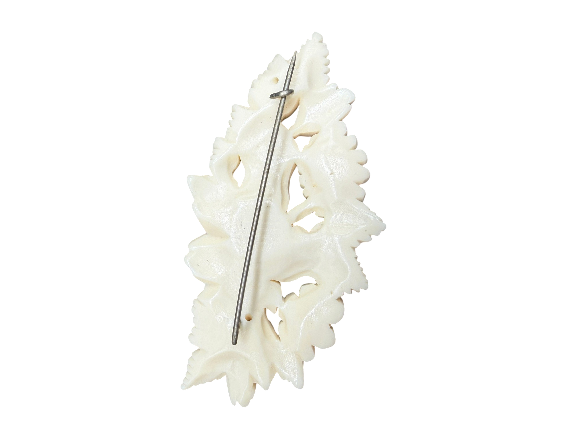 Victorian Carved Bone Floral Bouquet Bar Brooch