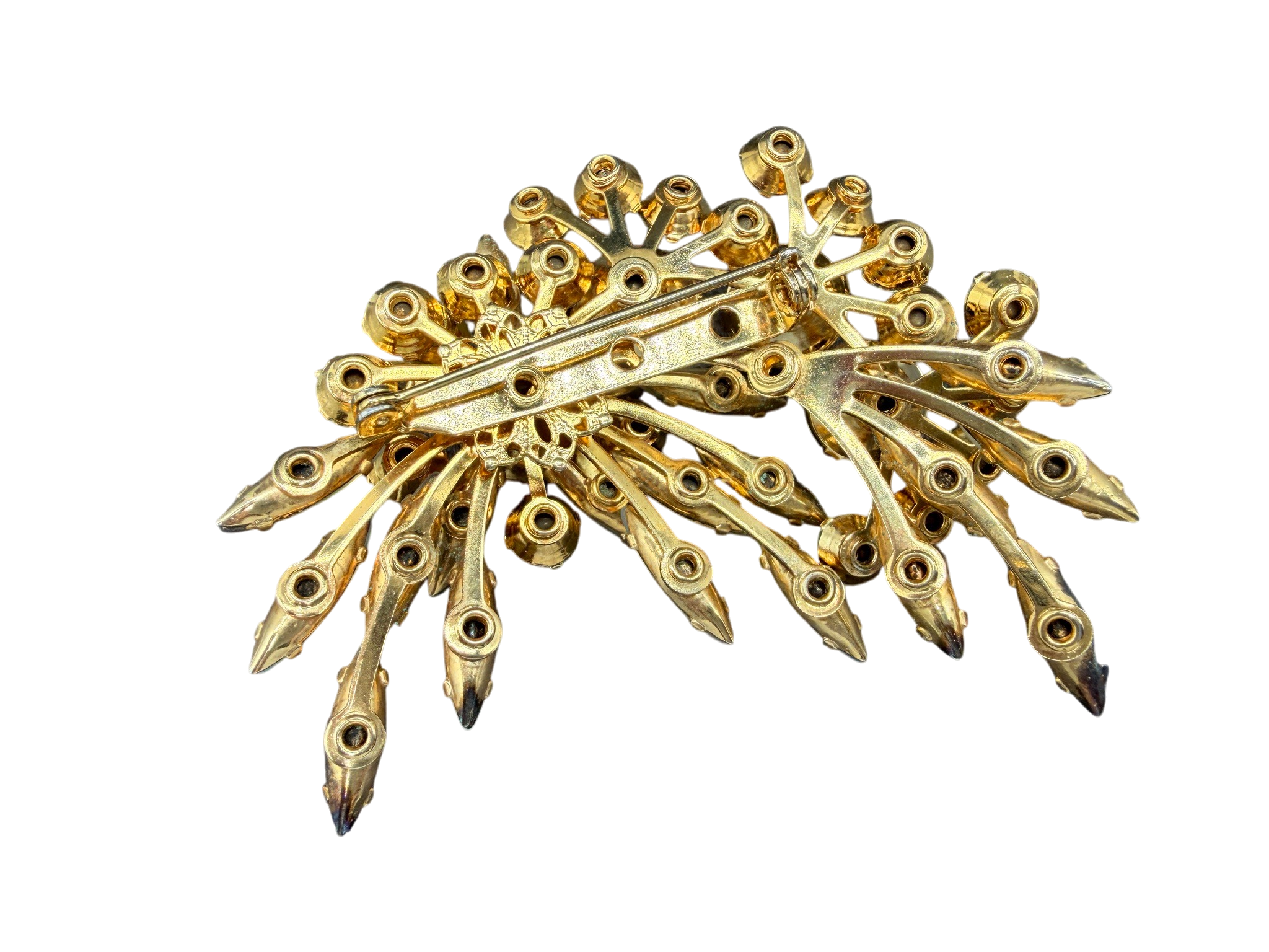 1950s Yellow Rhinestone Cluster Climber Brooch