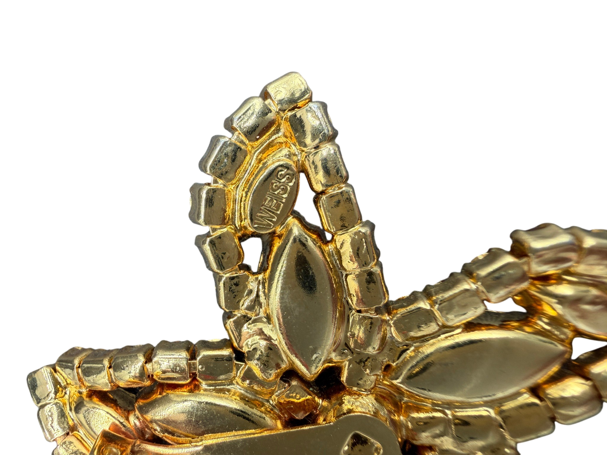 1950s Weiss Gold-Tone Starfish Brooch with Yellow Austrian Crystals