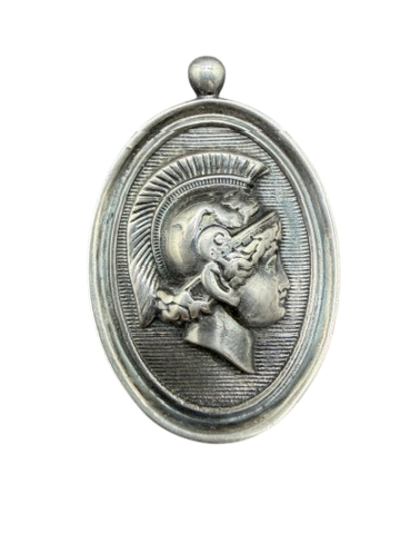 1890 French Grand Tour Neoclassical Sterling Silver Medallion Pendant/Brooch