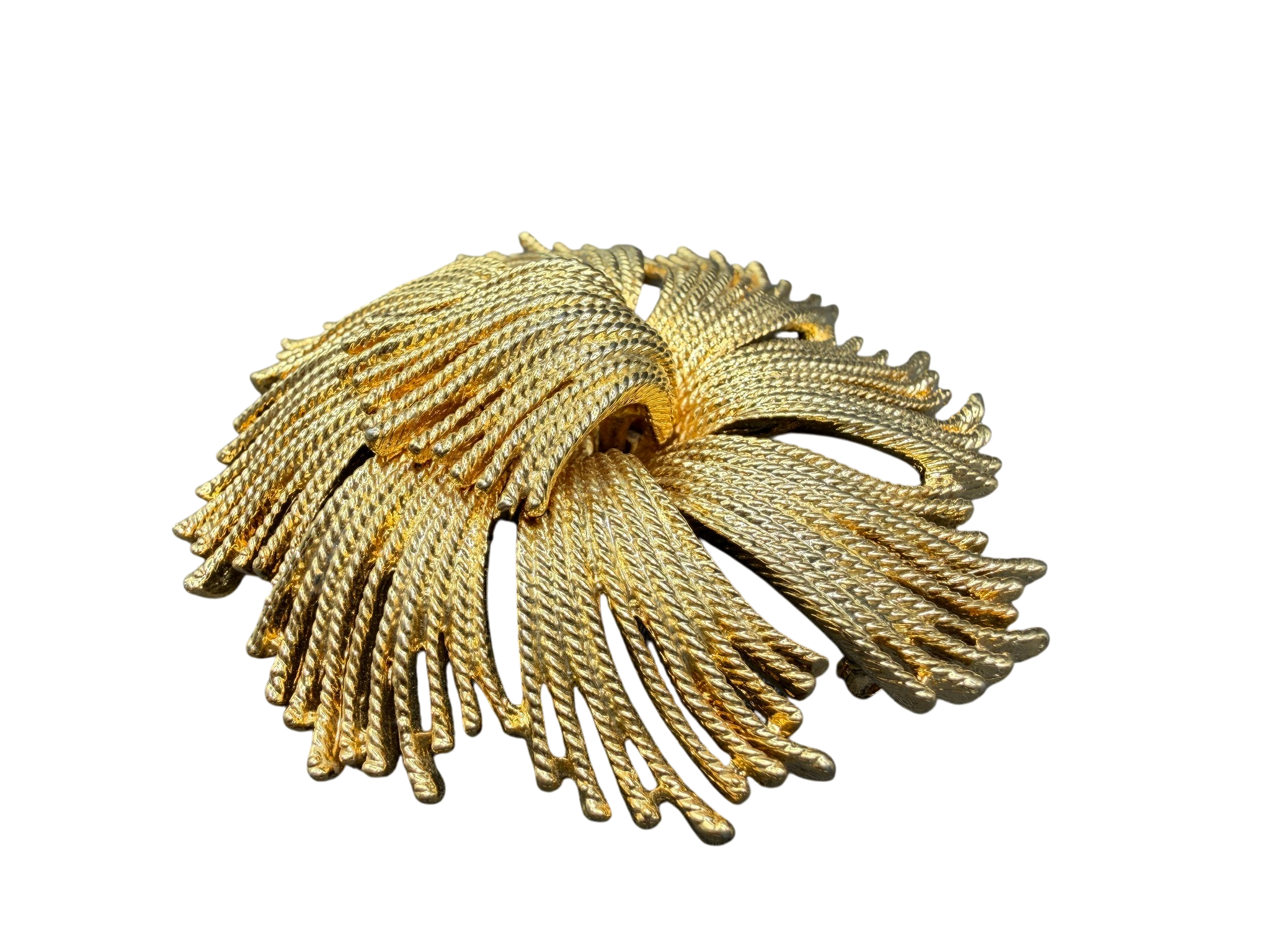 1960s Monet Gold-Tone Circle Brooch with Tassel Detail