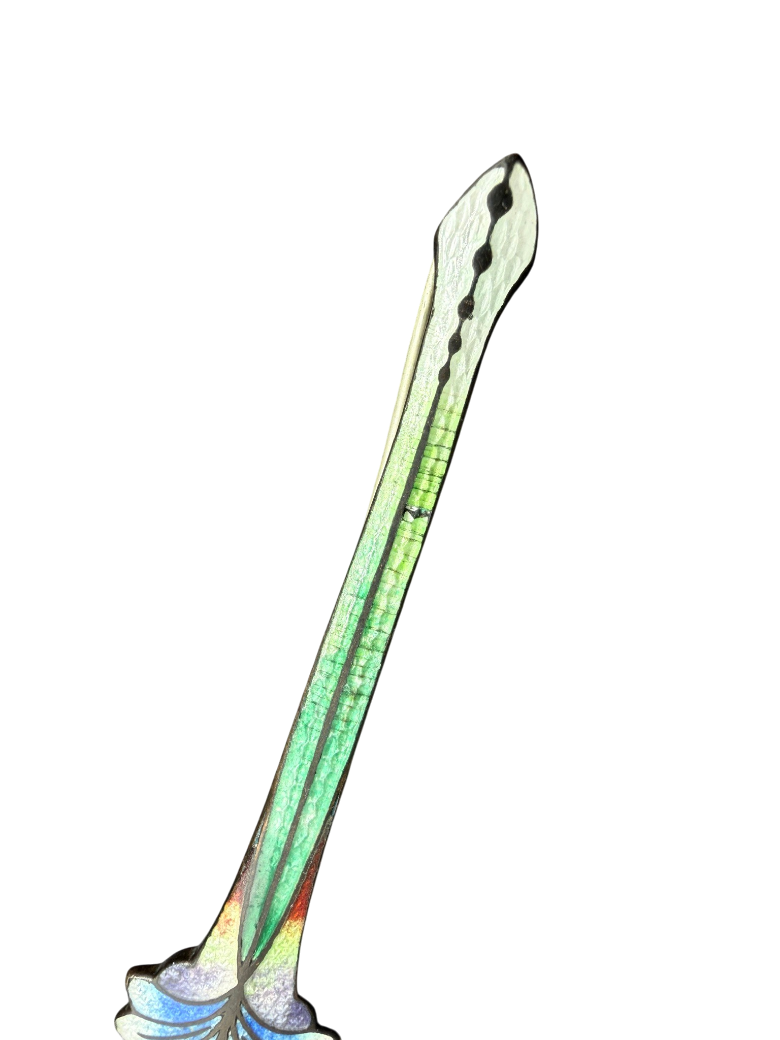 Art Nouveau Stylized Day Lily Enamel Brooch