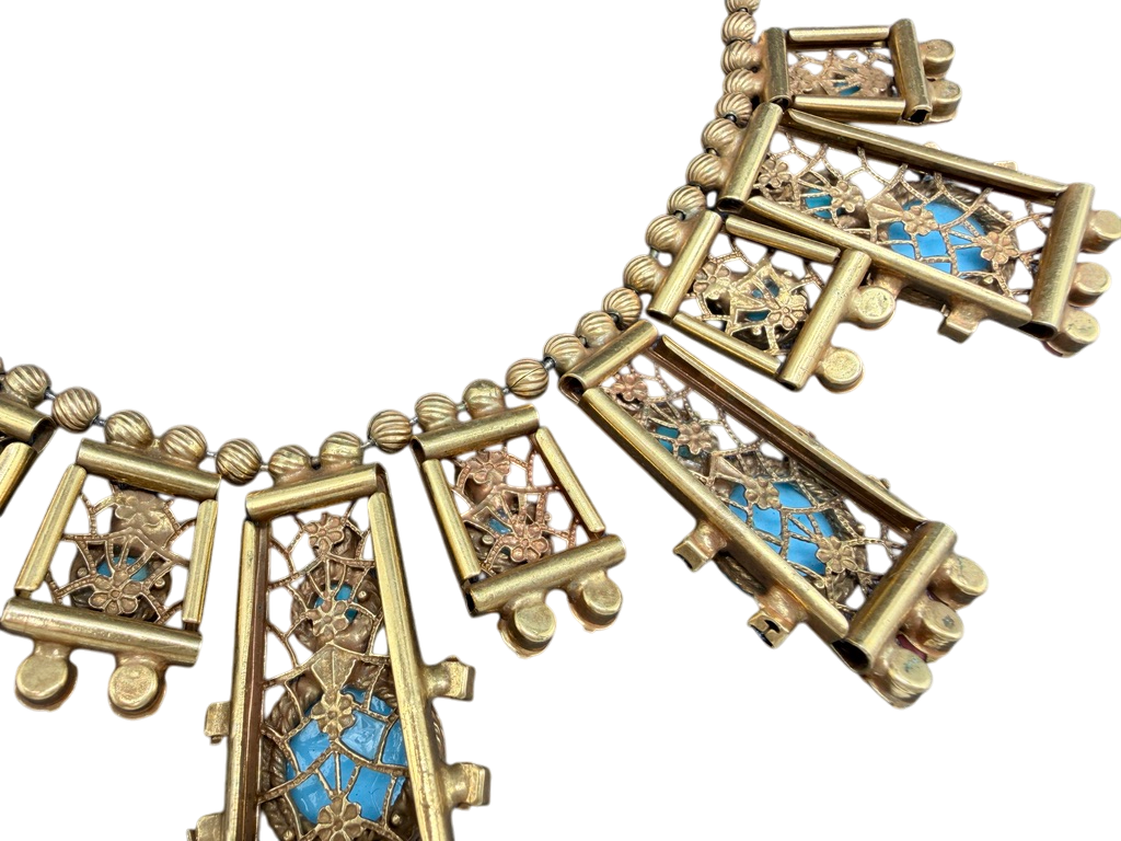 1950s Juliana D & E Moroccan Matrix Necklace with Faux Coral & Turquoise