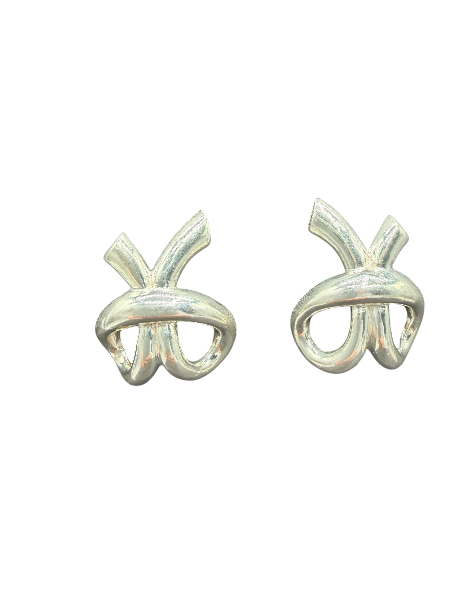 1980s Charles Krypell Sterling Silver Bow Knot Earrings