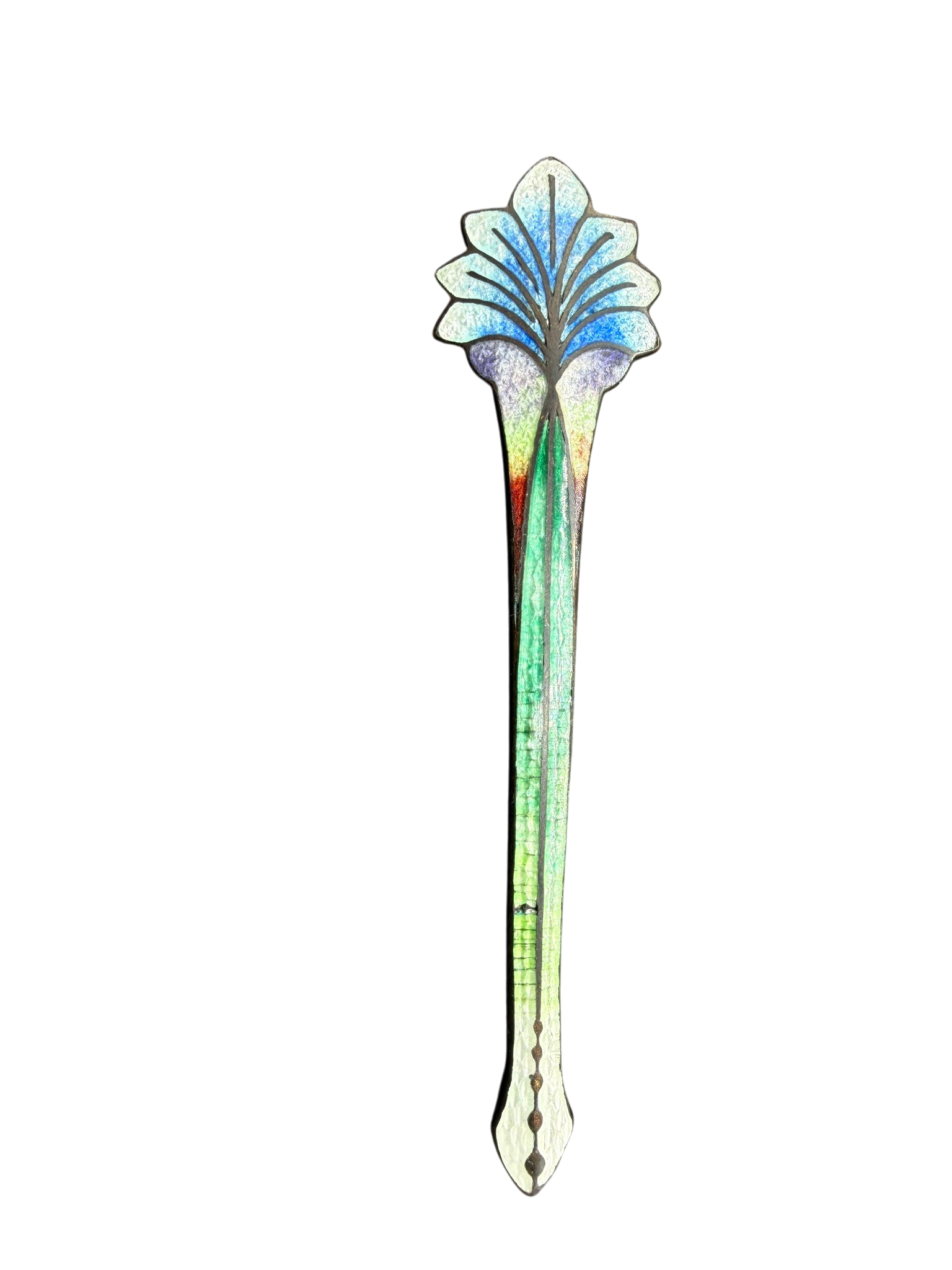 Art Nouveau Stylized Day Lily Enamel Brooch