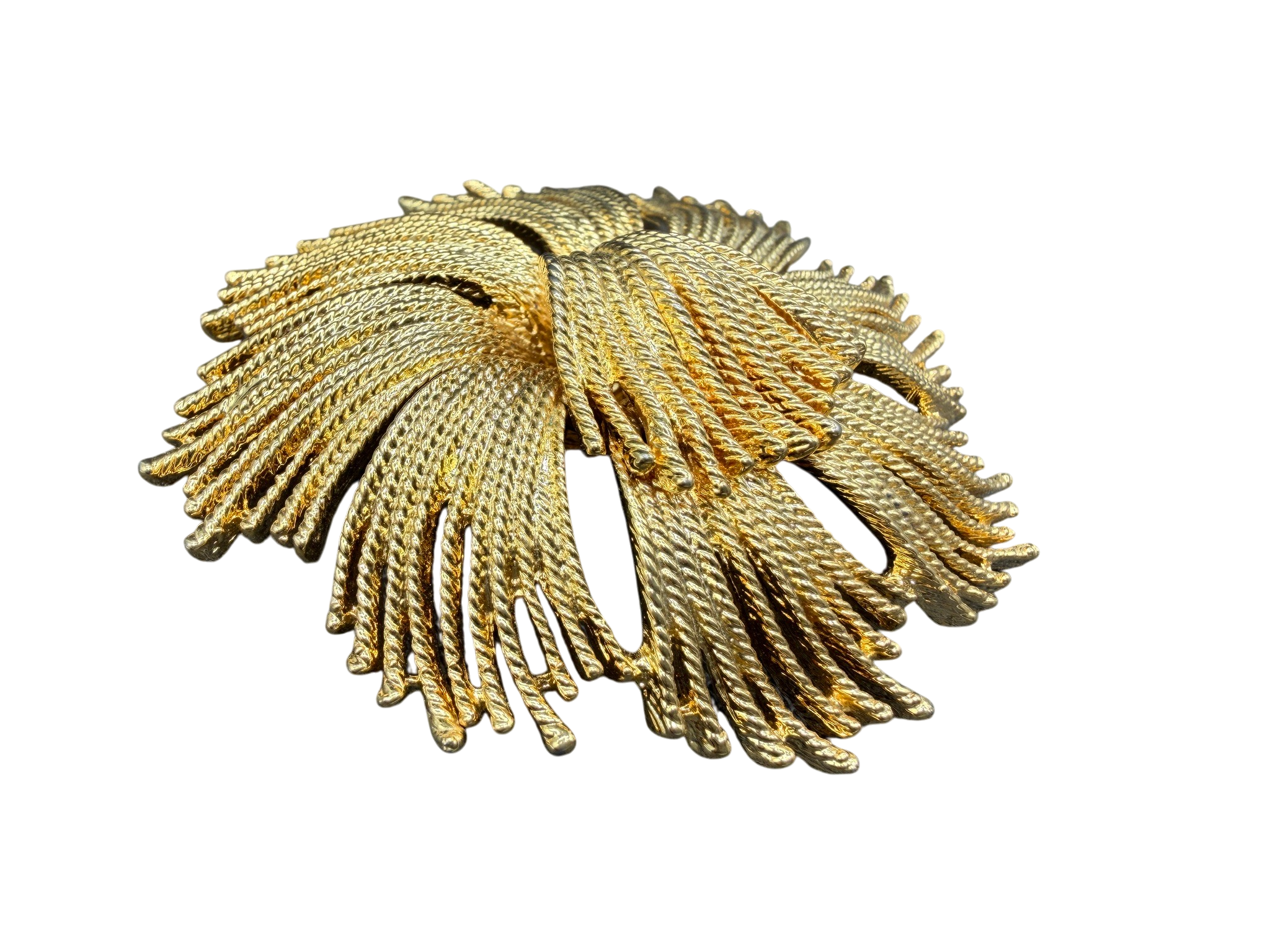 1960s Monet Gold-Tone Circle Brooch with Tassel Detail
